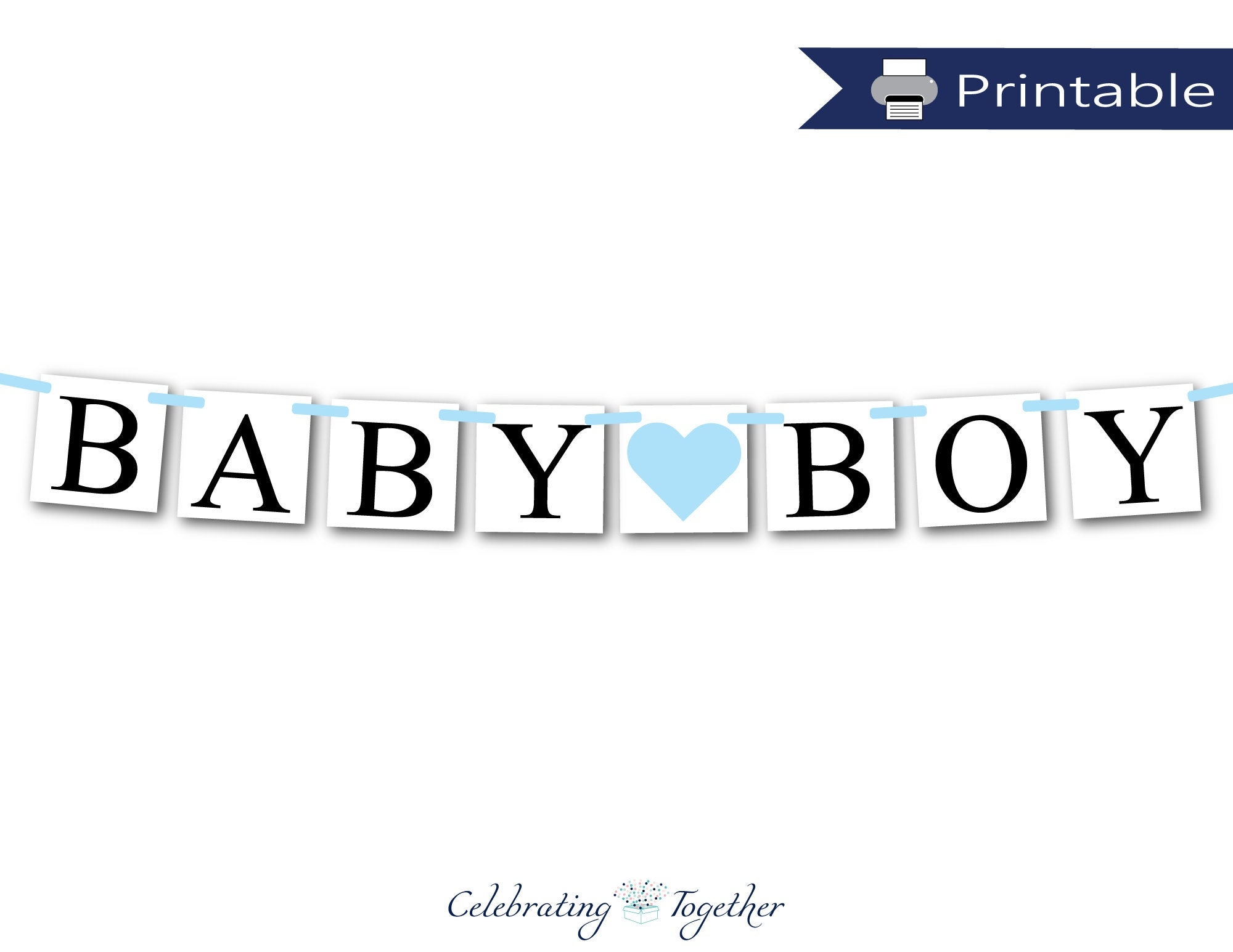 PRINTABLE Baby Shower Banner Instant Download Boy Baby Shower Decoration Gender Reveal Party Decor Diy Downloadable Blue Its A Boy Sign Etsy