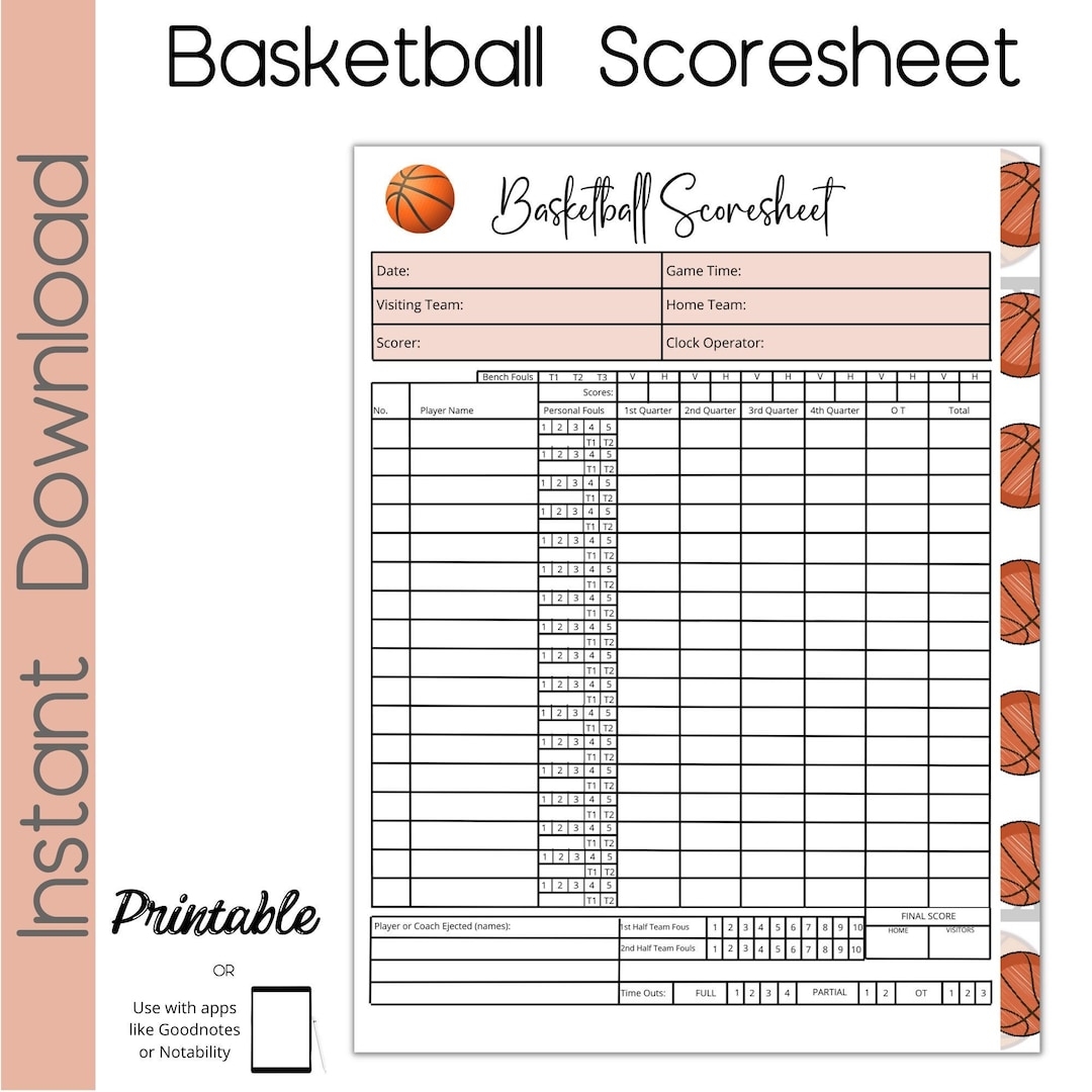 Printable Basketball Score Sheet Track Your Games With Ease Etsy