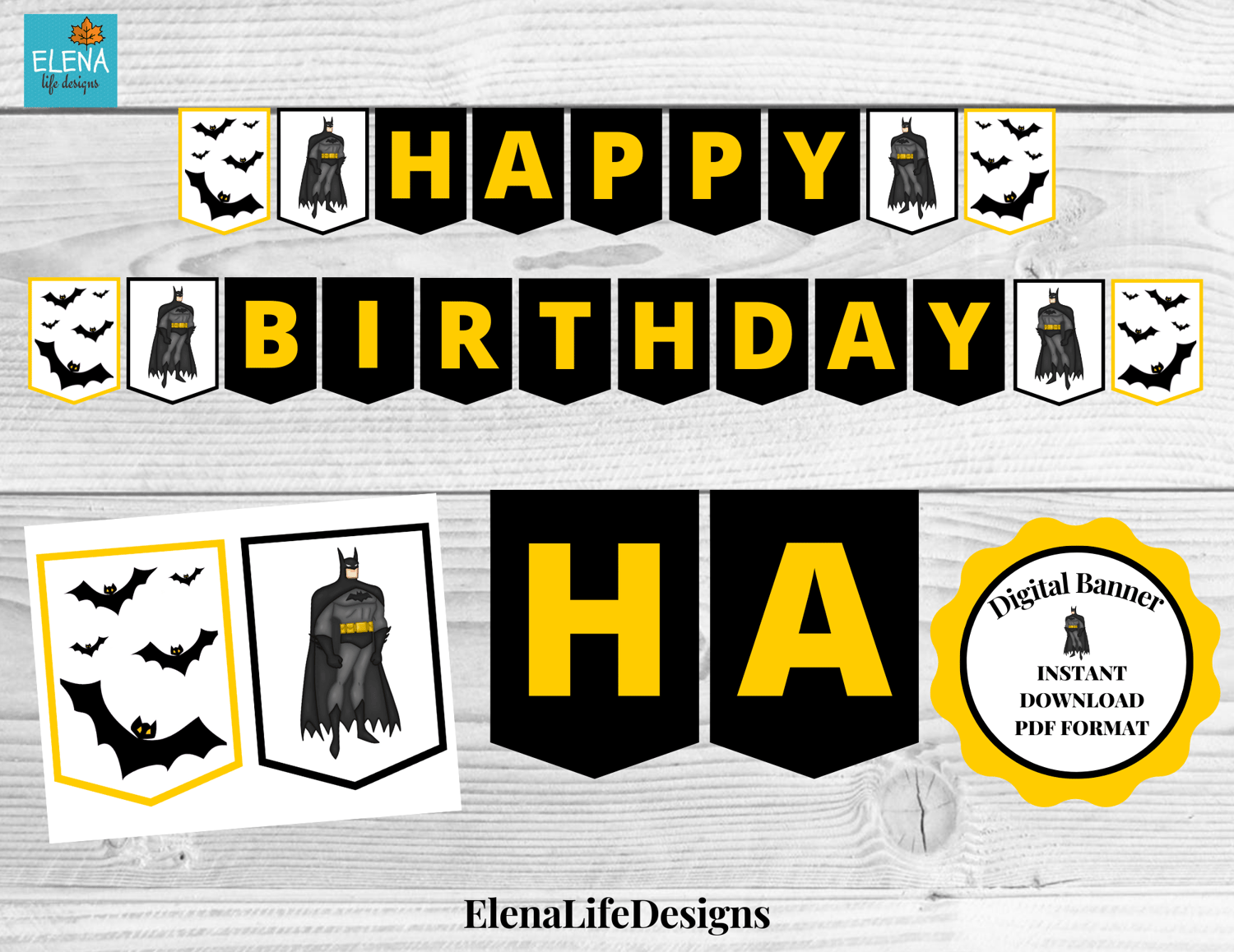 Printable Batman Inspired Digital Banner Batman Birthday Decor Instant Download Batman Birthday Decorations Digital Happy Birthday Payhip