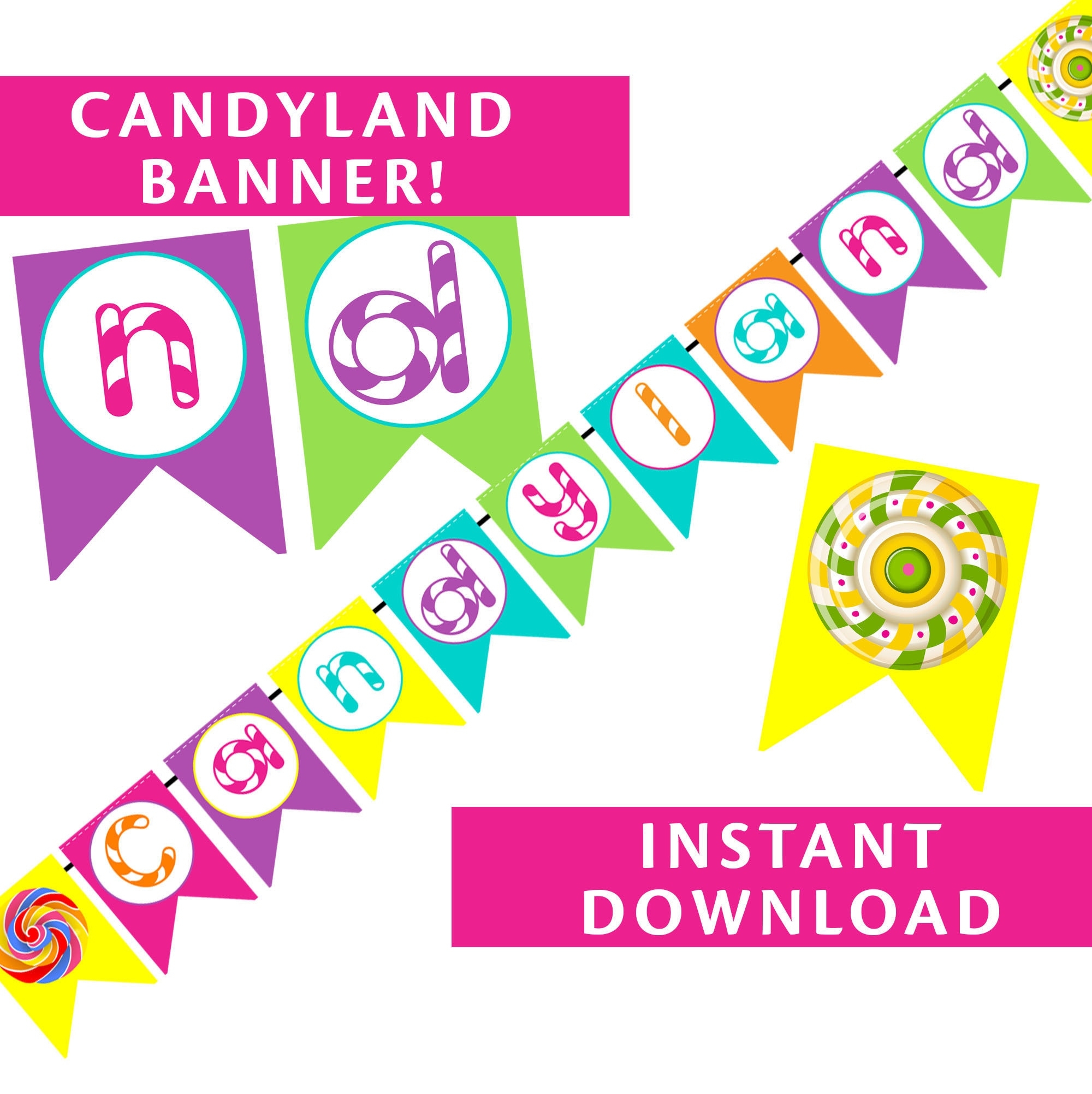 PRINTABLE Candyland Banner Candyland DIY Banner Easy Instant Download Party Banner Candyland Theme Etsy