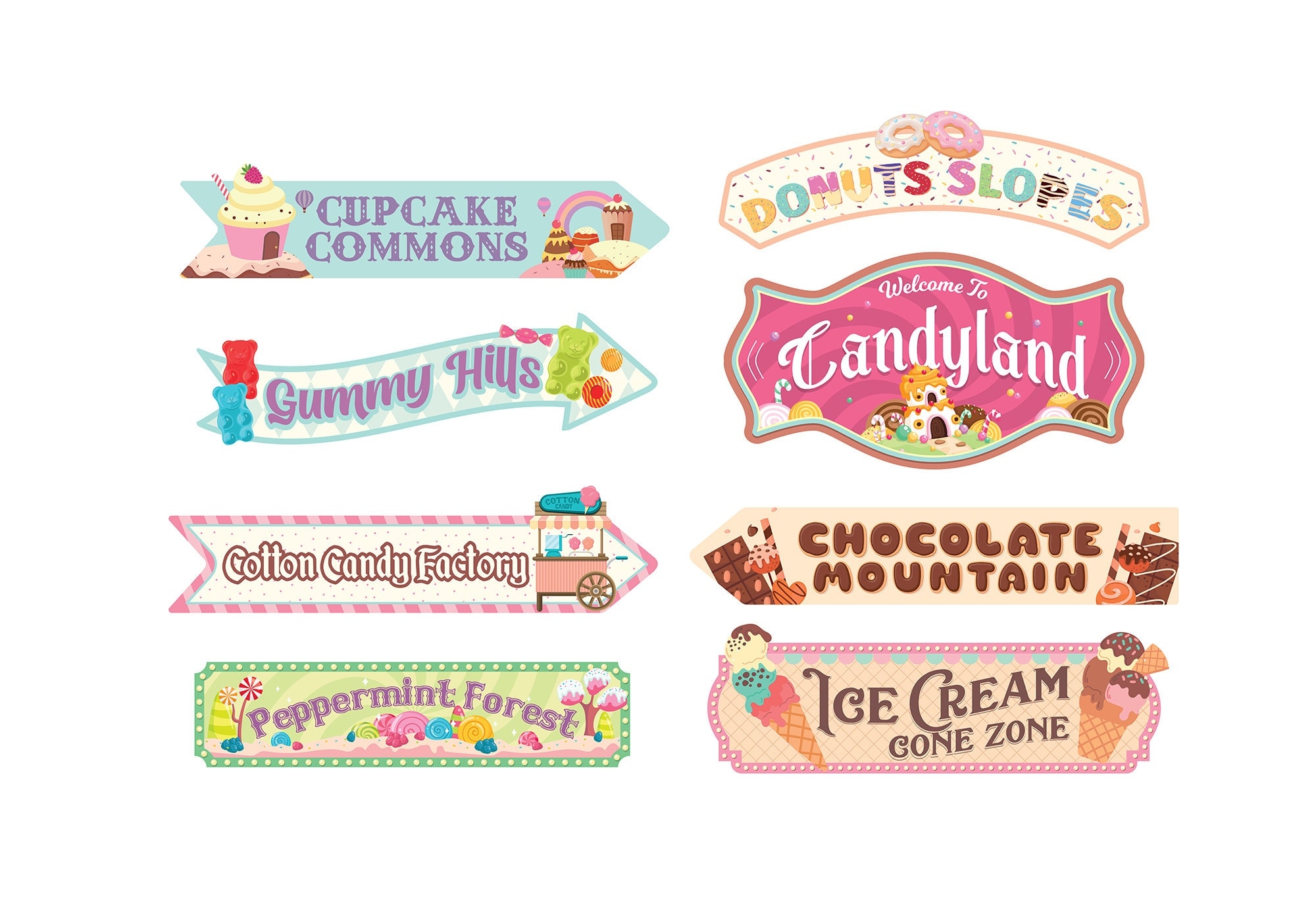 Printable Candyland Party Directional Sign Ice Cream Birthday Candy Birthday Donut Birthday Ice Cream Party Decoration Digital File Etsy