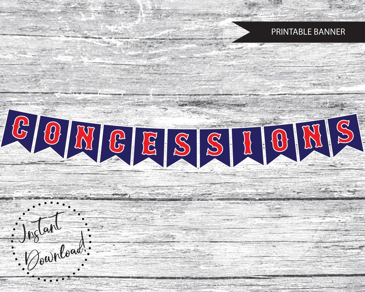 PRINTABLE Concessions Birthday Bunting Banner Instant Download Baseball Banner Printable Baseball Decor Baseball Concessions Banner Etsy