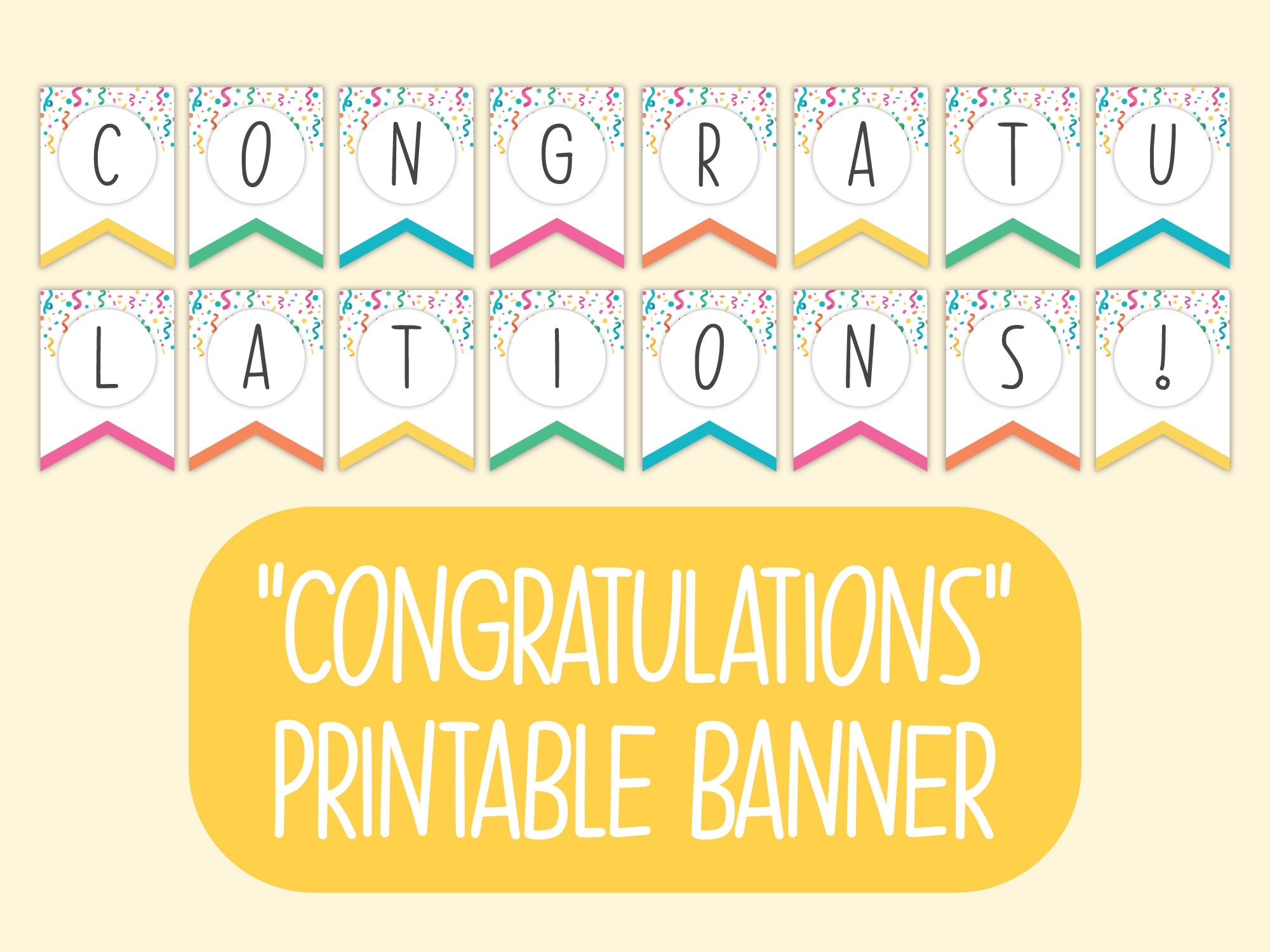 Printable Congratulations Banner Congratulations Bunting Pennants Printable Digital Download Congratulations Party Decorations Etsy
