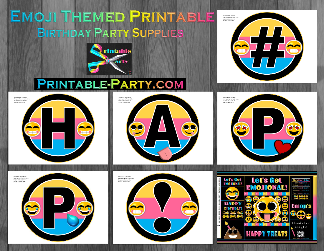 Printable Emoji Birthday Party Decorations Emoji Party Supplies Emoticon