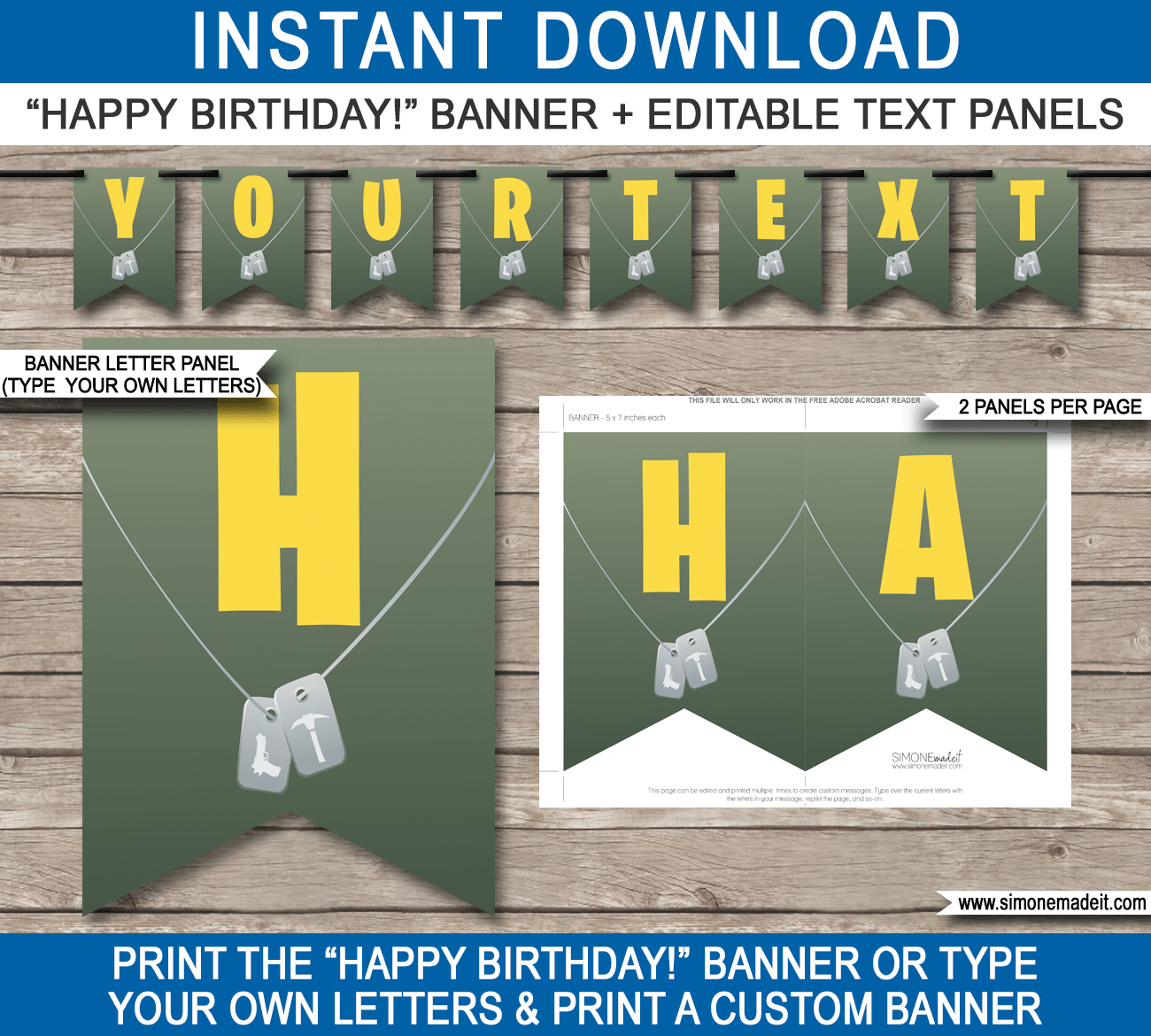 Printable Fortnite Pennant Banner Template Fortnite Party Decorations