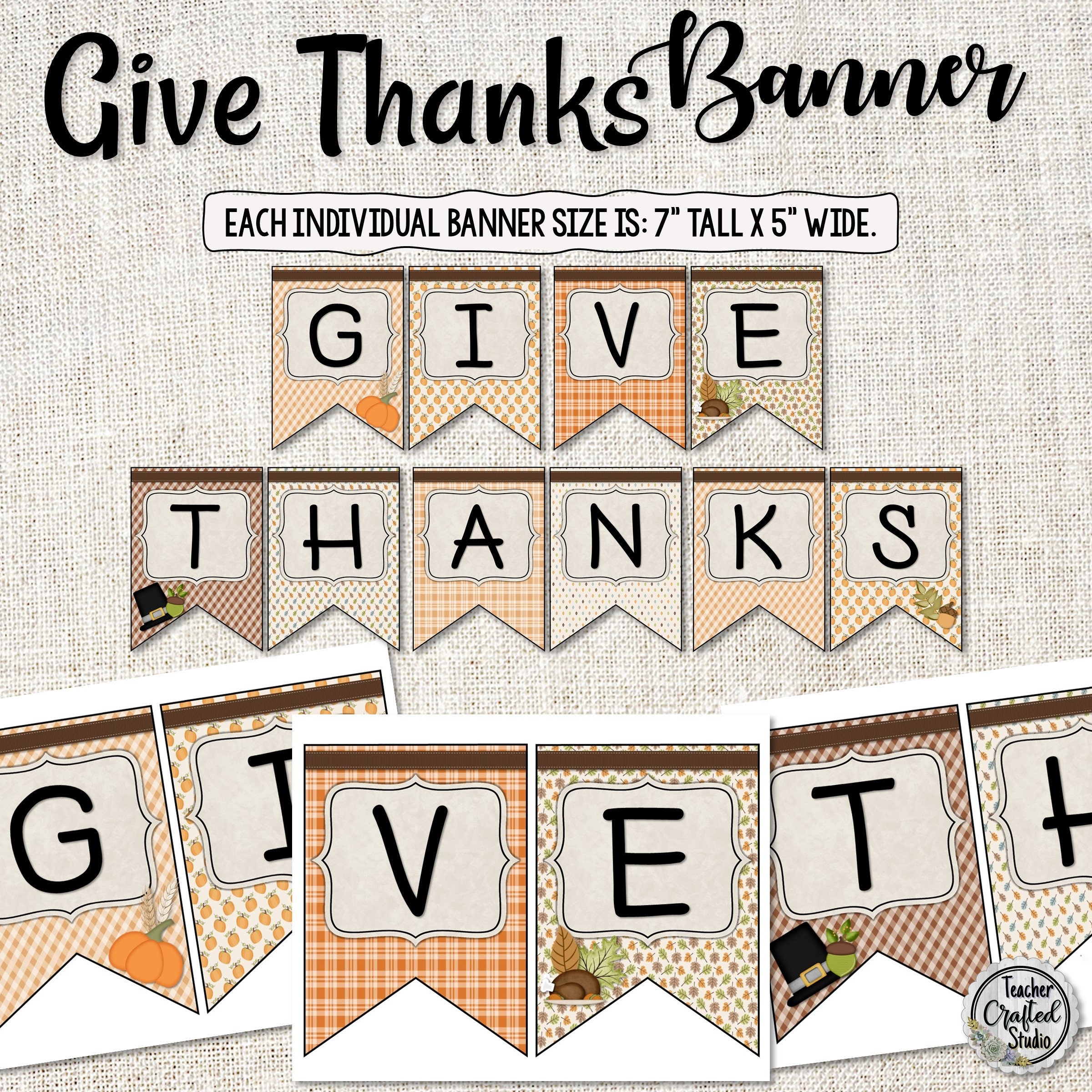 Printable Give Thanks Banner Holiday Banner Fall Banner Classroom Banner Thanksgiving Party Etsy