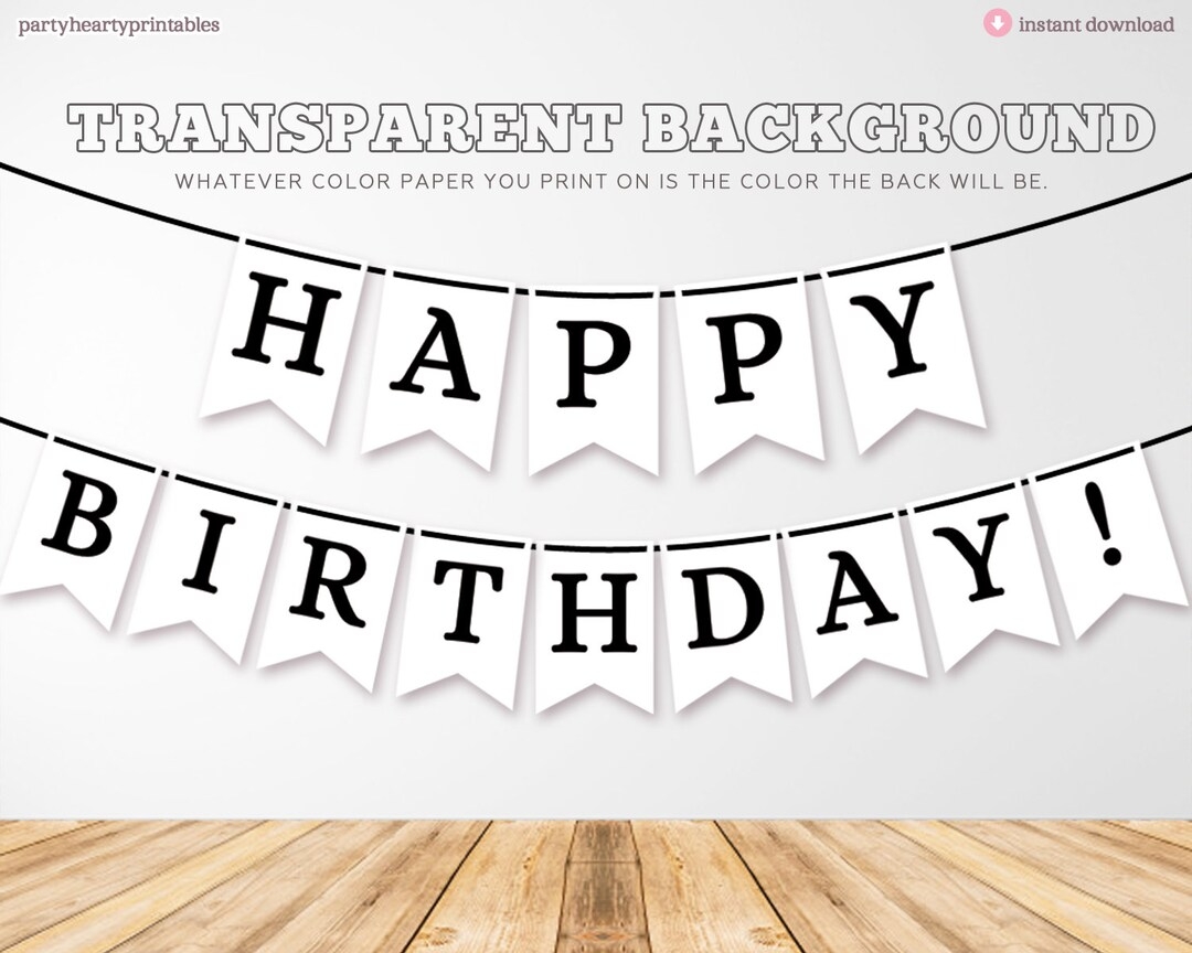 PRINTABLE Happy Birthday Banner Birthday Decorations Black Birthday Decoration Printable Birthday Banner Simple Banner Instant Download Etsy