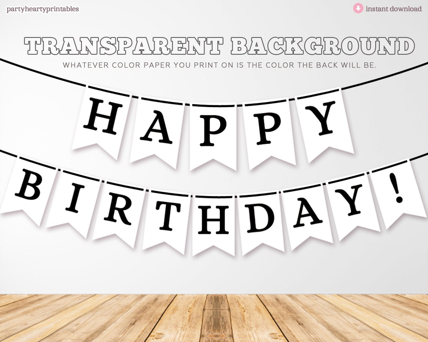 PRINTABLE Happy Birthday Banner Birthday Decorations Black Birthday Decoration Printable Birthday Banner Simple Banner Instant Download Etsy
