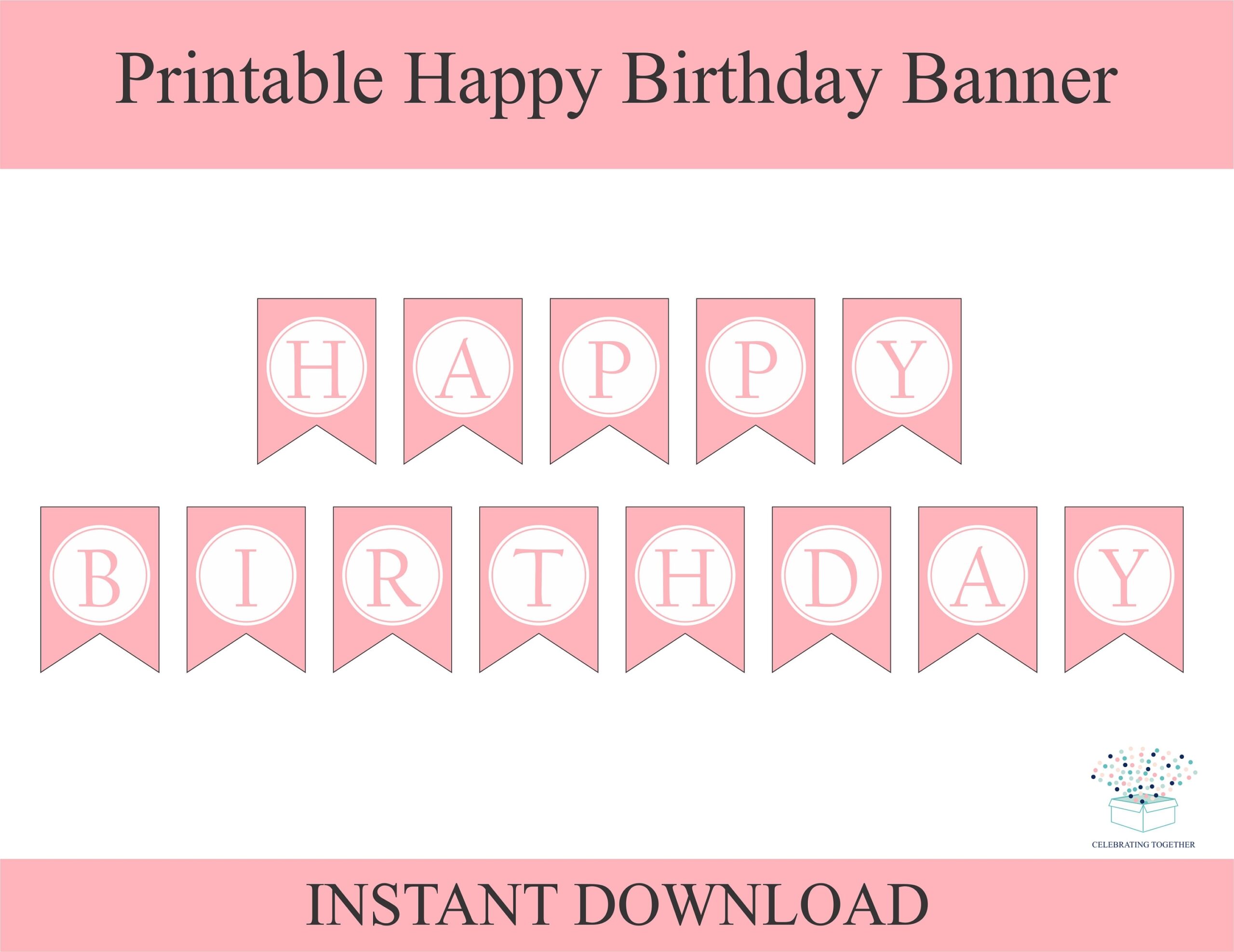 Printable Happy Birthday Banner Instant Download Birthday Decoration Girl Birthday Party Ideas DIY Pink 1st Birthday Bunting For Girls Etsy