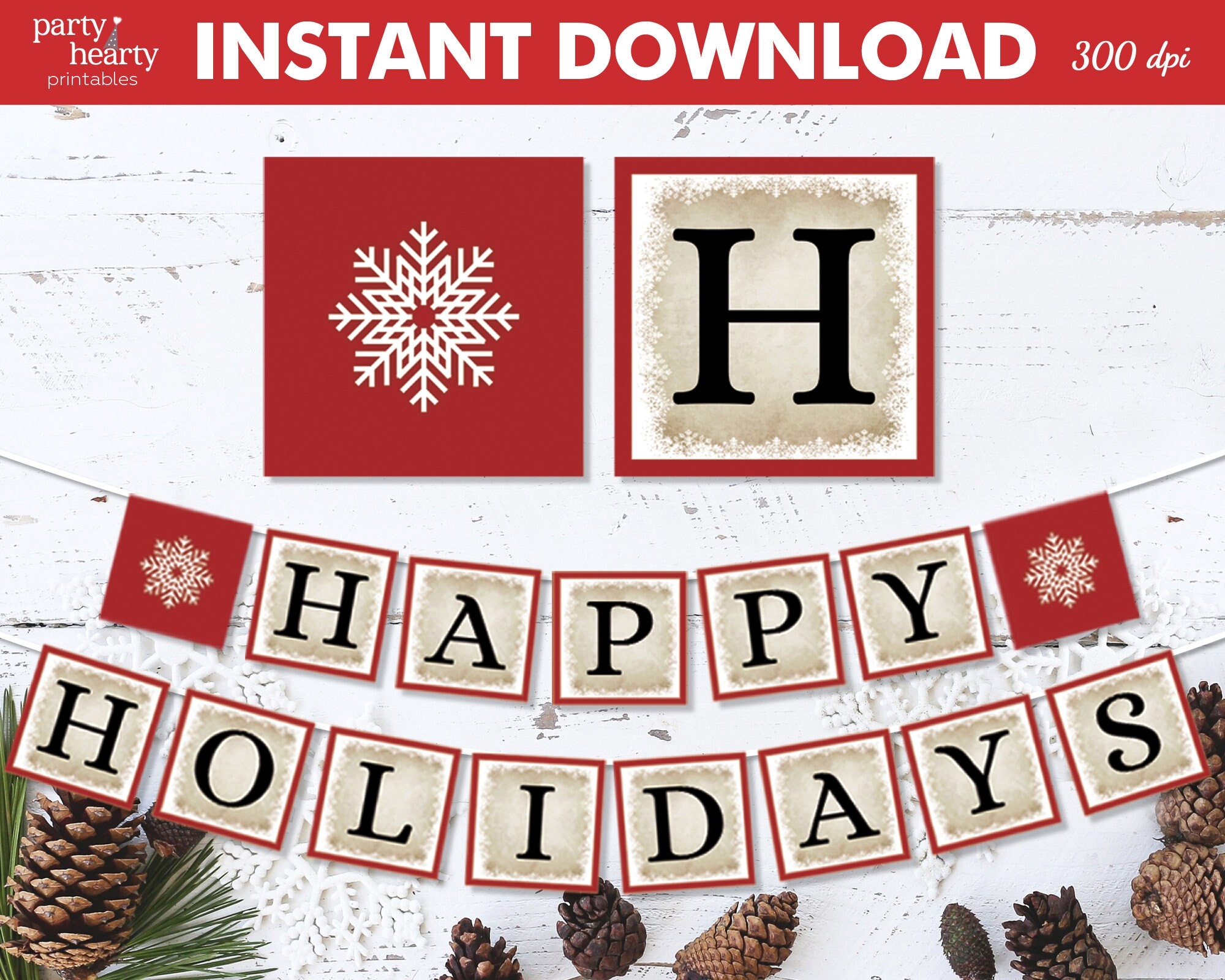 PRINTABLE Happy Holidays Banner Office Holiday Party Decorations Digital PDF File Instant Download Etsy