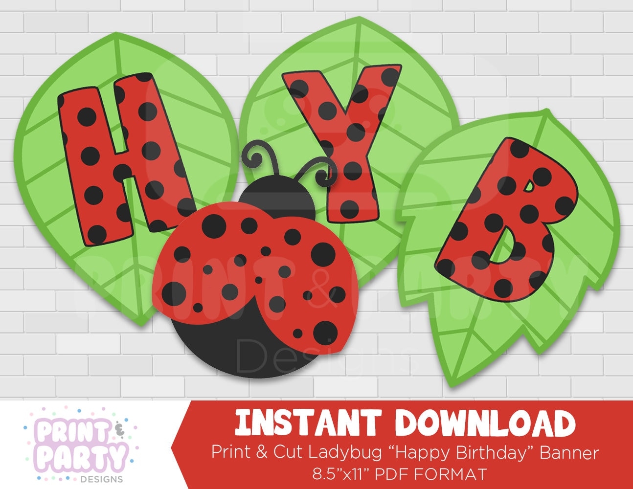 Printable Ladybug Happy Birthday Banner Ladybug Party Decorations Ladybug Party Printables Print And Cut Ladybug Banner Instant Download Etsy
