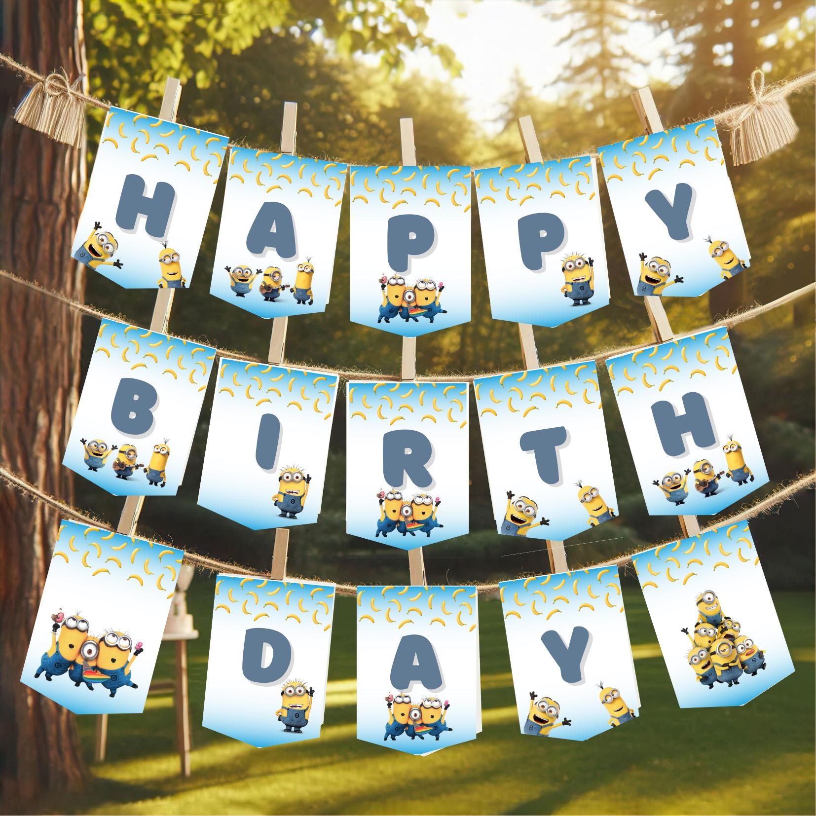 Printable Minion Banner Happy Birthday Minion Banner Template Minion Party Decoration Minion Birthday Party Flags Minion Themed Banner Etsy