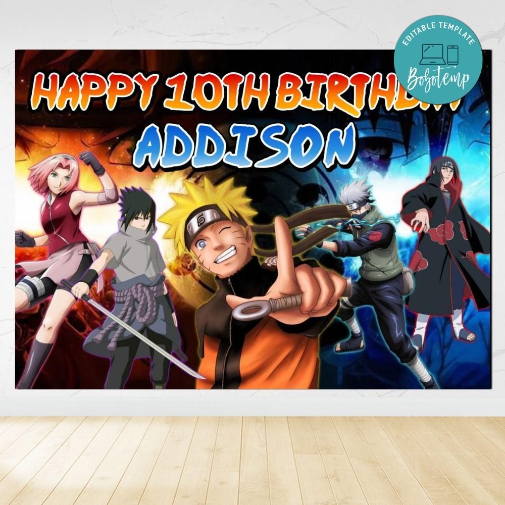 Printable Naruto Birthday Backdrop Digital File DIY Bobotemp