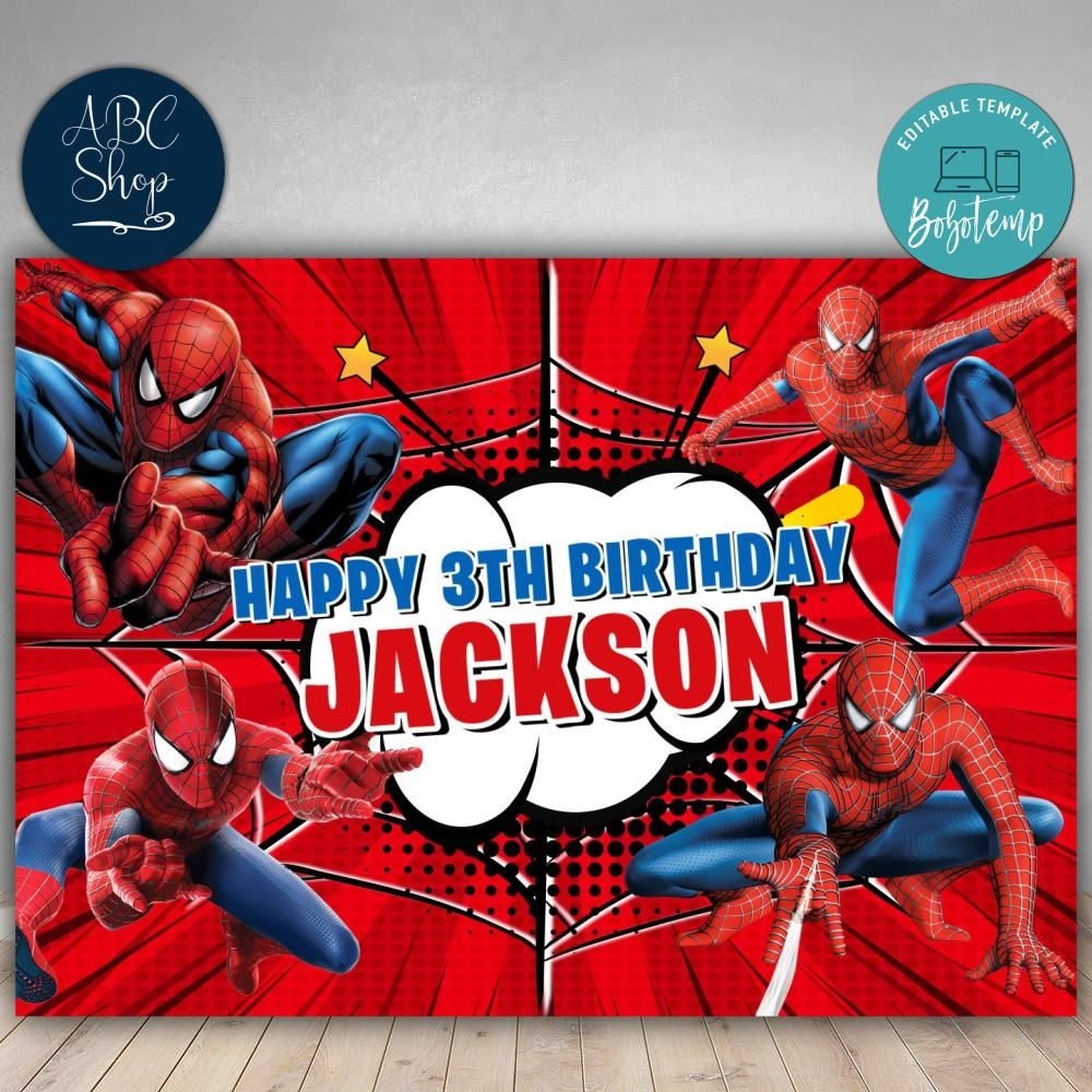 Printable Spiderman Backdrop Digital File Instant Download Bobotemp