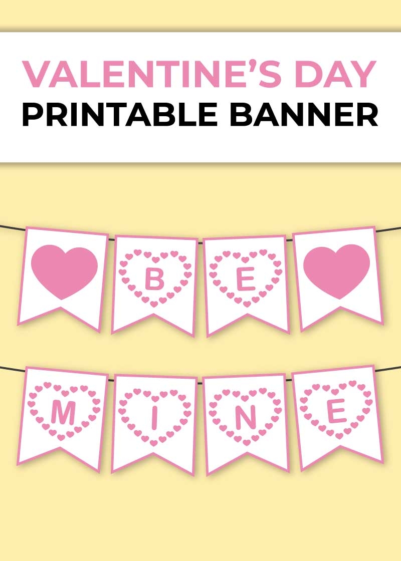 Printable Valentine s Day Banner Chevron Lemon