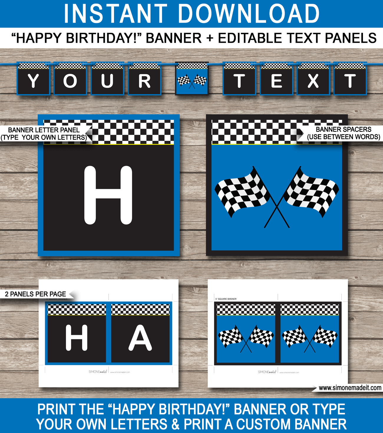 Race Car Birthday Banner Printable Free