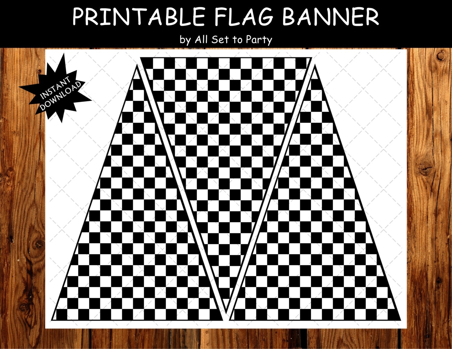 Race Day Birthday Party Race Car Printable Party Boy Birthday Printable Checkered Flag Banner Bunting Black And White Instant Download Etsy