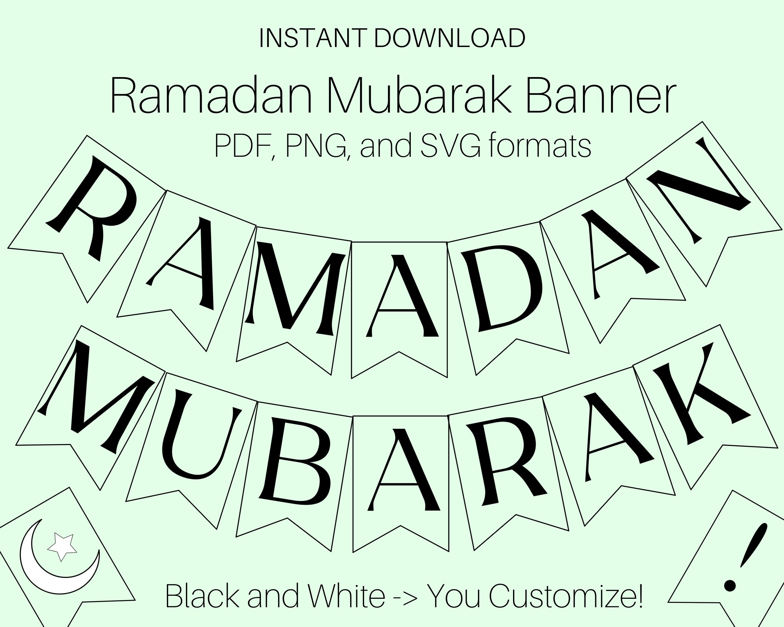 Ramadan Mubarak Banner SVG PNG And PDF Printable File Download Ramadan Activity For Kids Ramadan Mubarak Sign Diy Etsy
