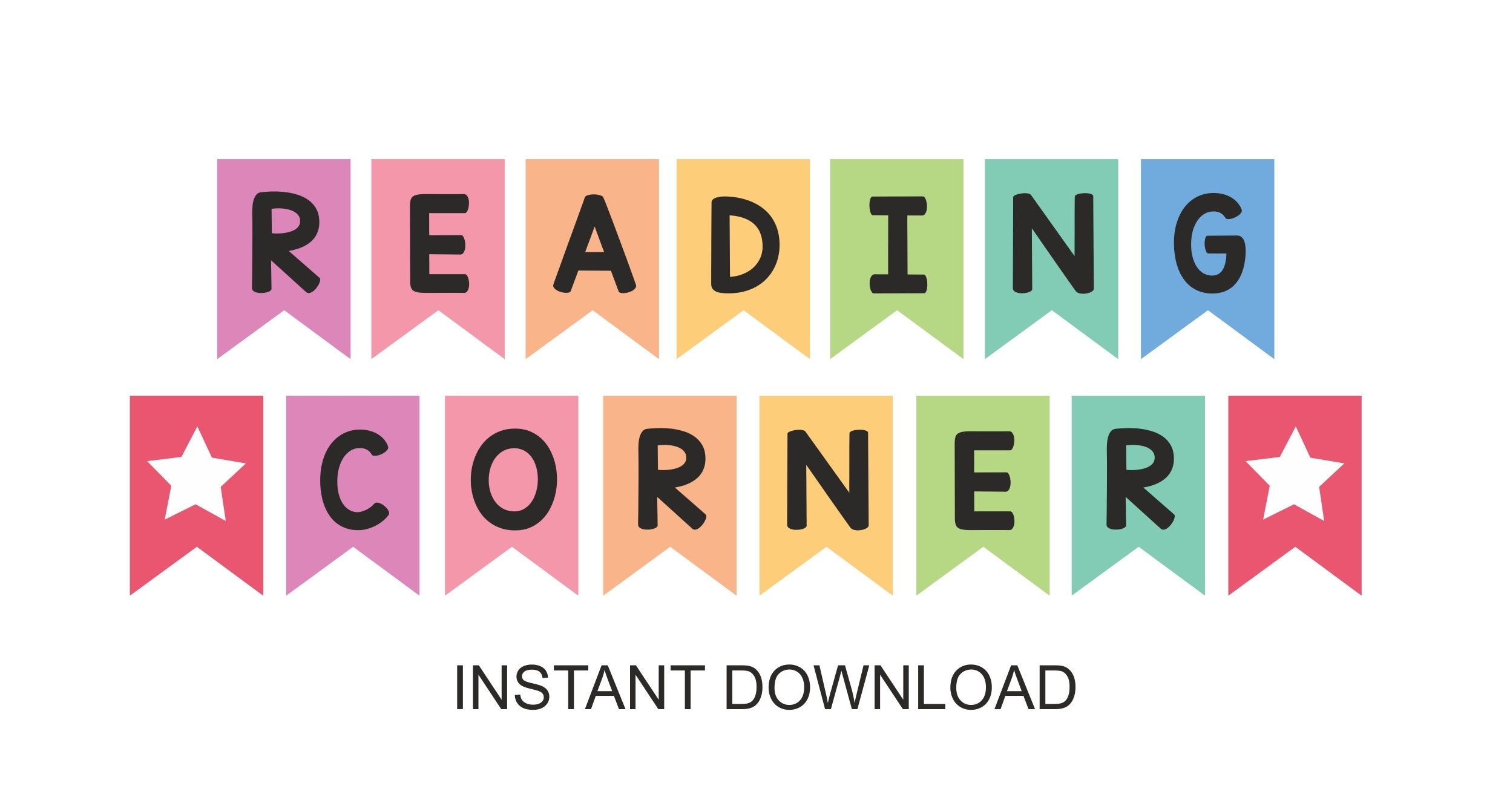 Reading Corner Banner Printable Reading Corner Bunting Reading Corner Garland Printable Reading Corner Decor Reading Corner Sign PDF Etsy