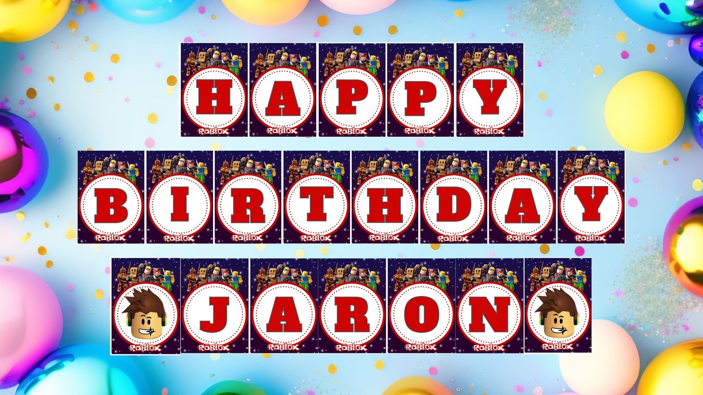 Roblox Happy Birthday Banner Free Customize Birthday Bunting Digital File Only Printable Bunting Etsy