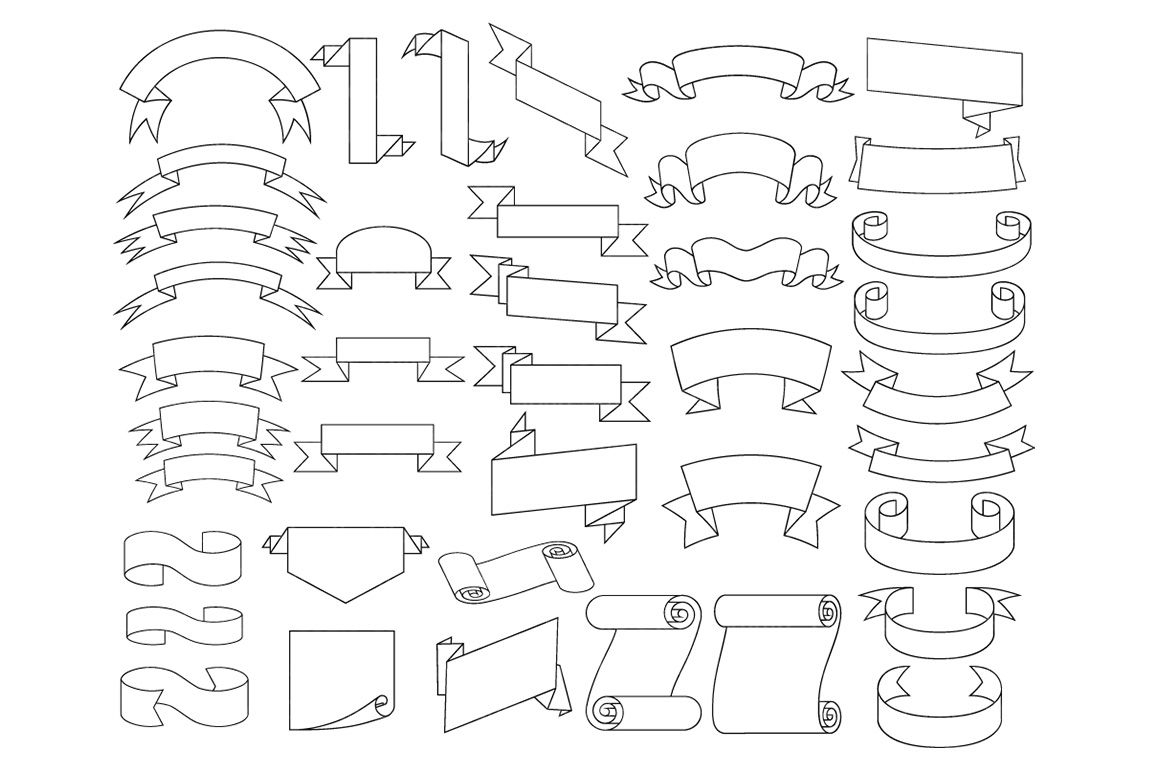 Scrolls SVG Ribbon Banner Svg Files For Silhouette Cameo And Cricut By Doodle Cloud Studio TheHungryJPEG