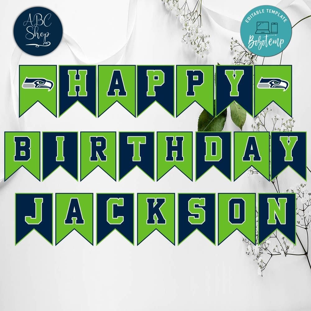 Seattle Seahawks Birthday Banner Instant Download Bobotemp