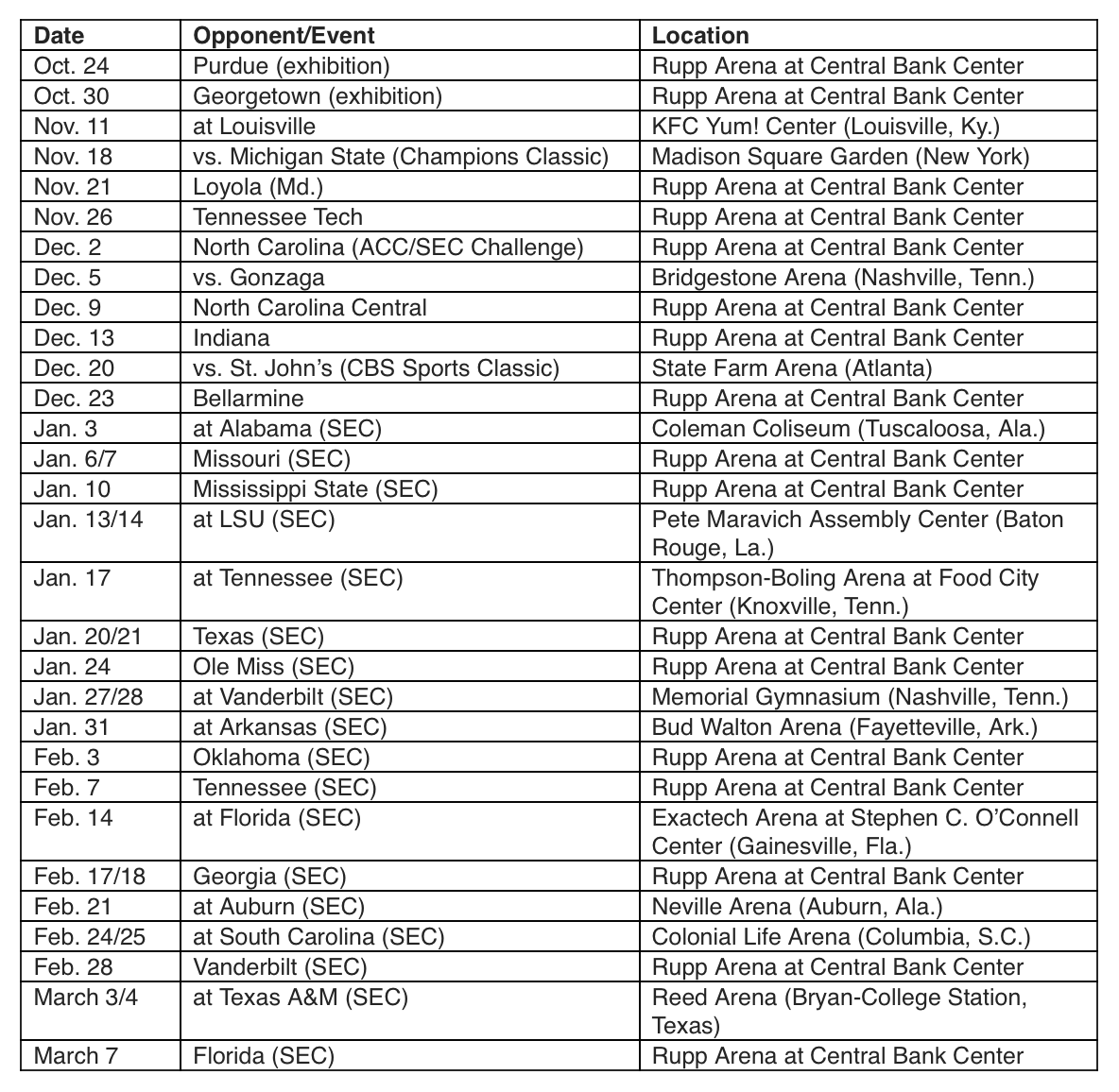 SEC Unveils Kentucky s League Schedule Building On Bruising Nonconference Slate Sports Wdrb