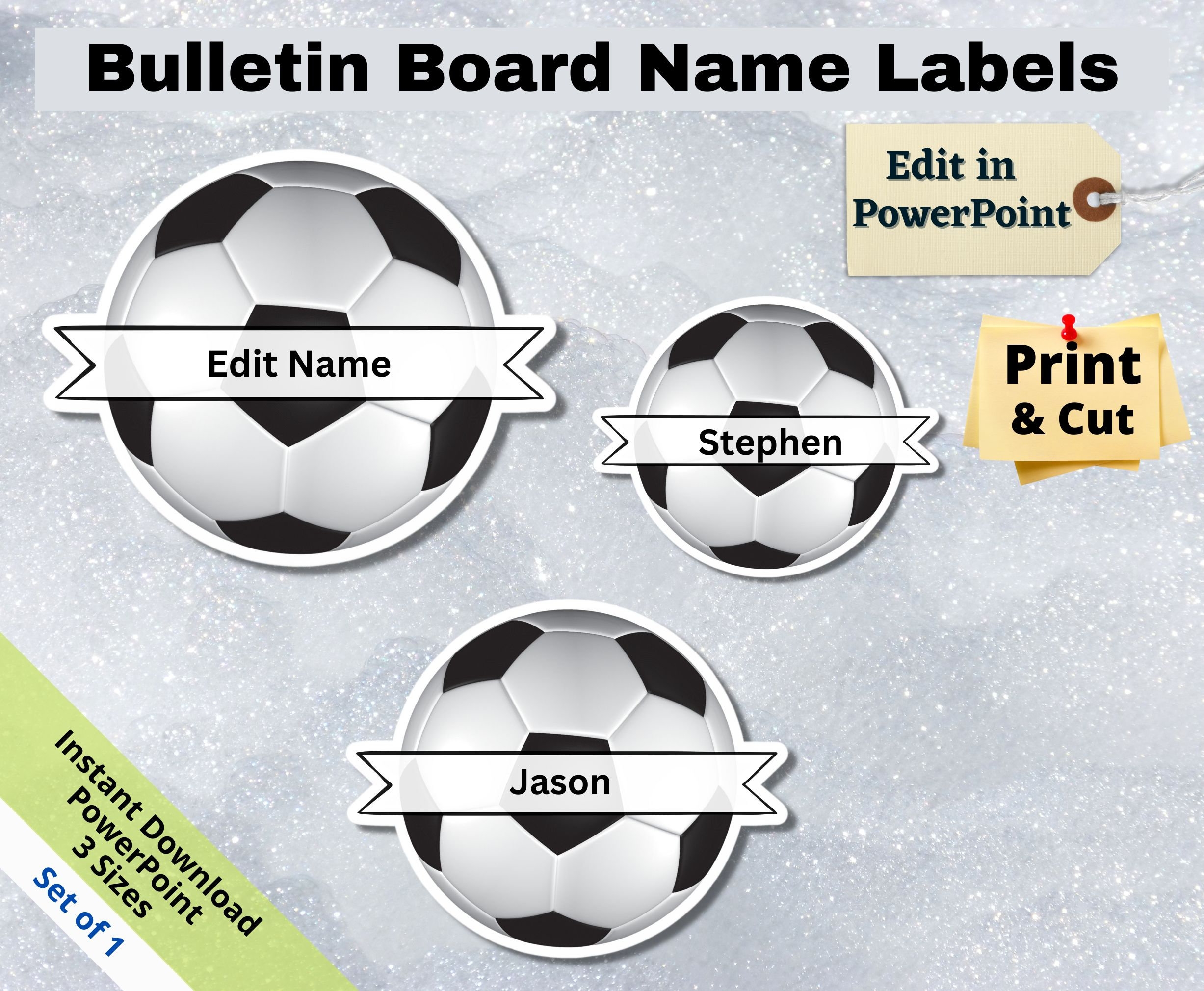 Soccer Ball Editable Student Name Tags PRINTABLES Classroom Bulletin Board D cor Door Name Labels Bunting Sticker Sheet Template Etsy