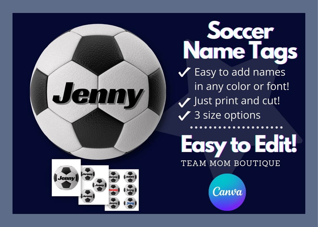 Soccer Name Tags Soccer Printables Soccer Team Ideas Editable Soccer Tags Etsy
