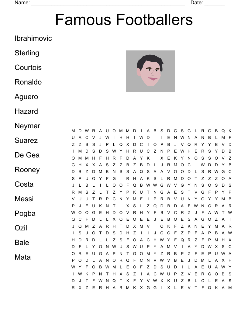Soccer Players Word Search WordMint