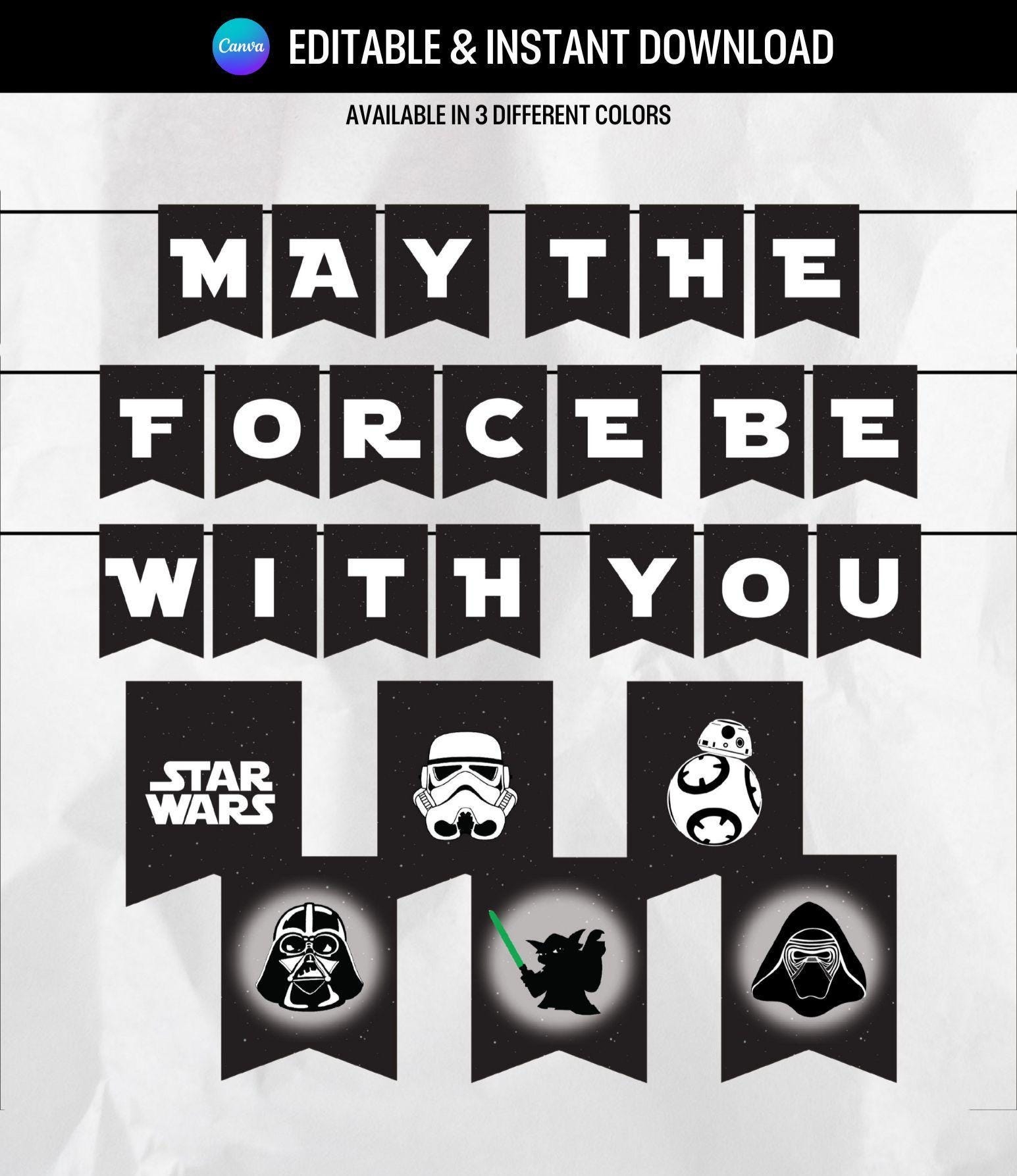 Star Wars Banner Printable ALL LETTERS LARGE 3 Design Instant Download Etsy