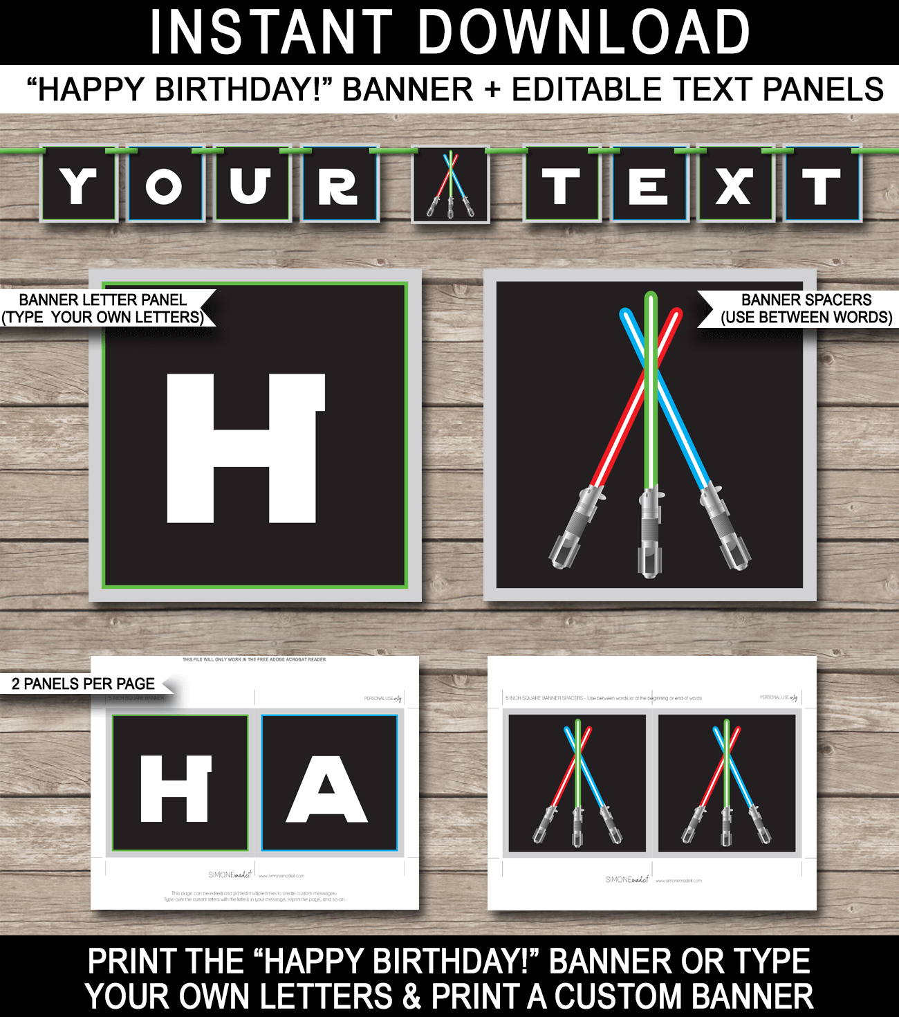 Star Wars Banner Template Printable Happy Birthday Pennant Banner