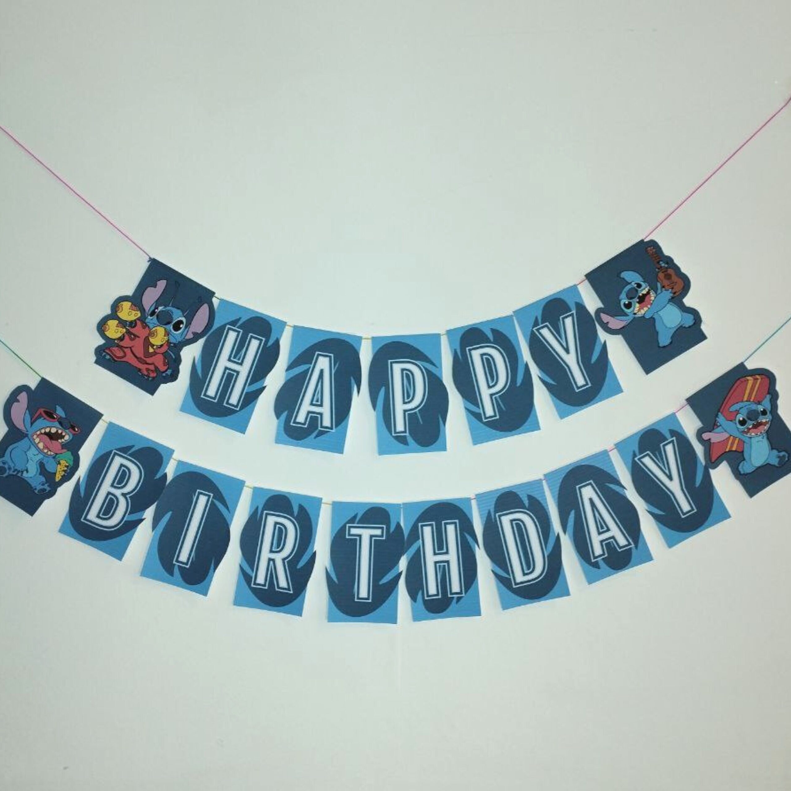 Stitch Banner Happy Birthday Printable Banner Digital PDF Download Etsy