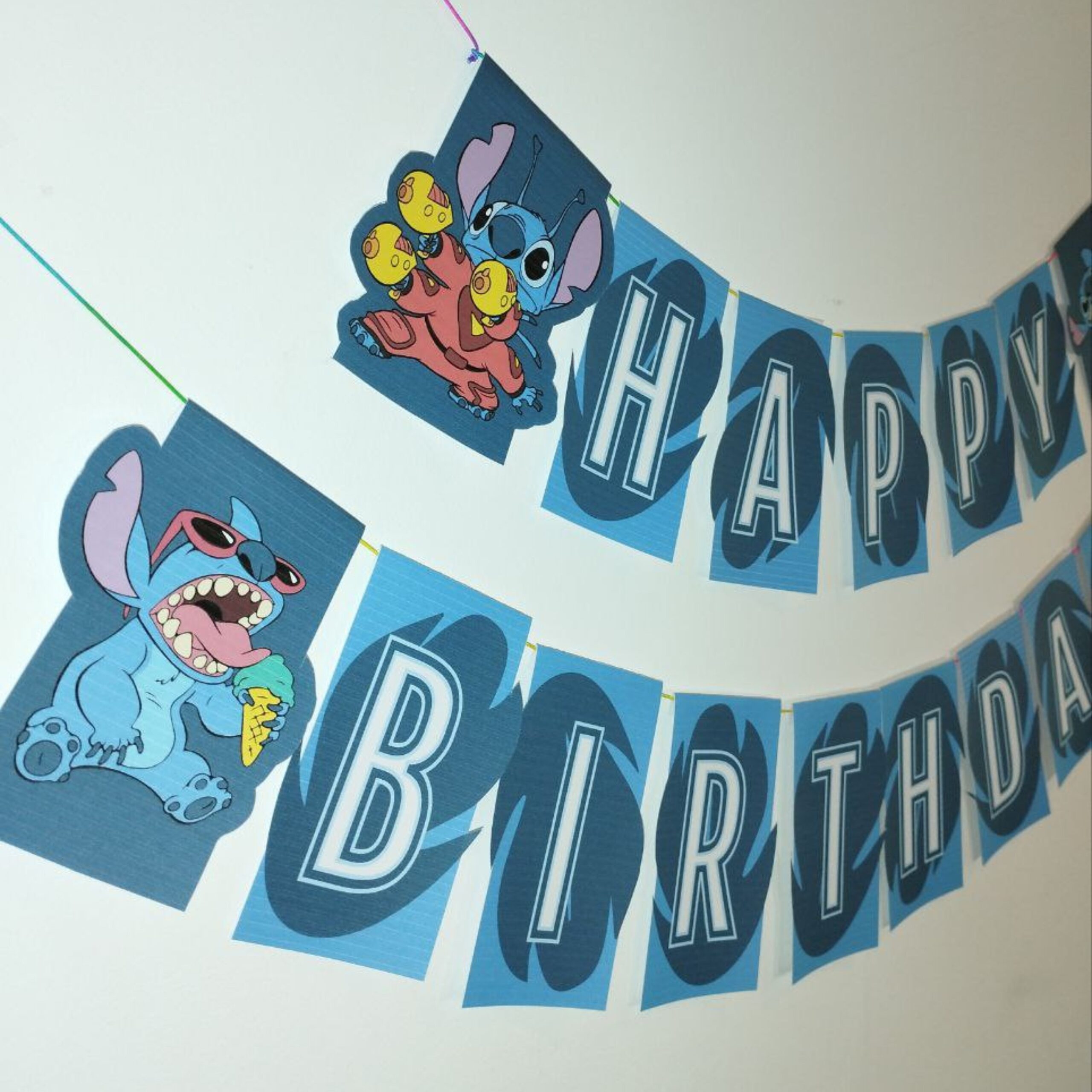 Stitch Banner Happy Birthday Printable Banner Digital PDF Download Etsy