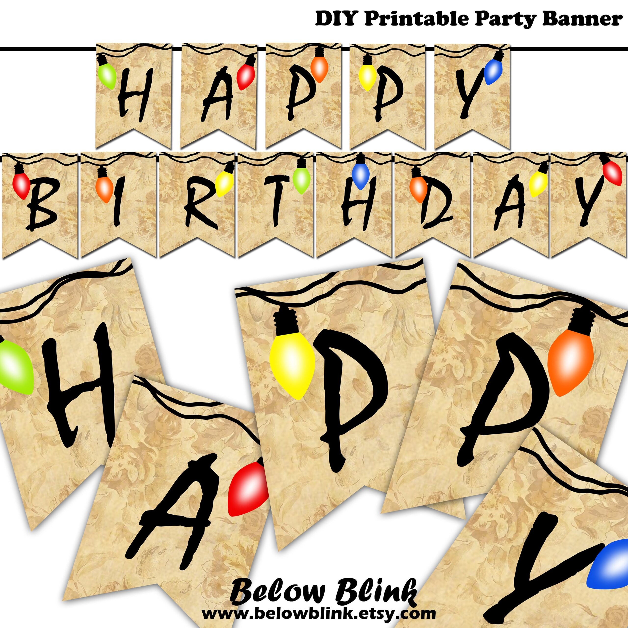 Stranger Things Printable Banner Stranger Things Inspired Banner Happy Birthday Banner Instant Download DP582 Etsy UK