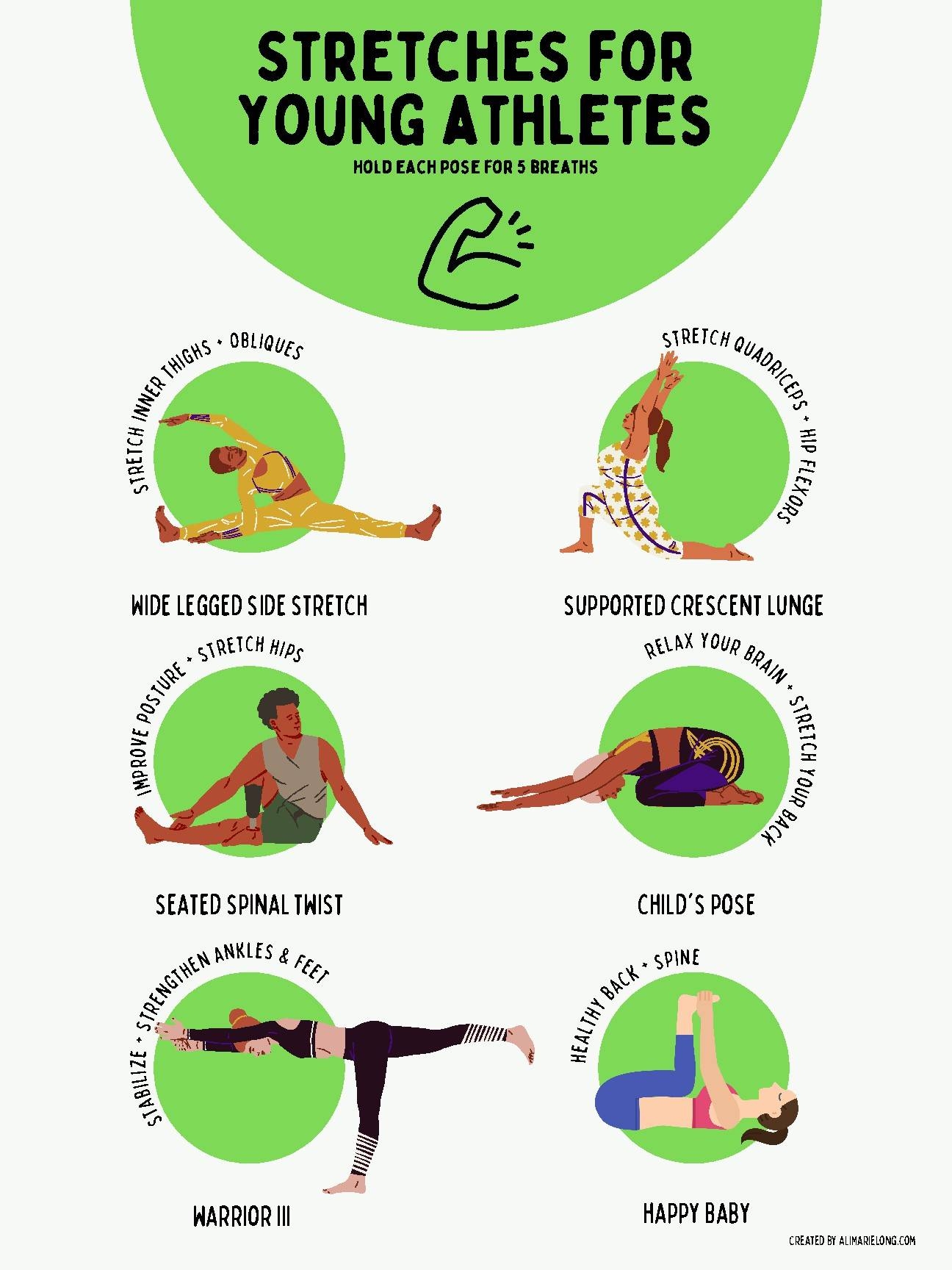 Stretches For Young Athletes w Inclusive Pictures By Ali Marie Long