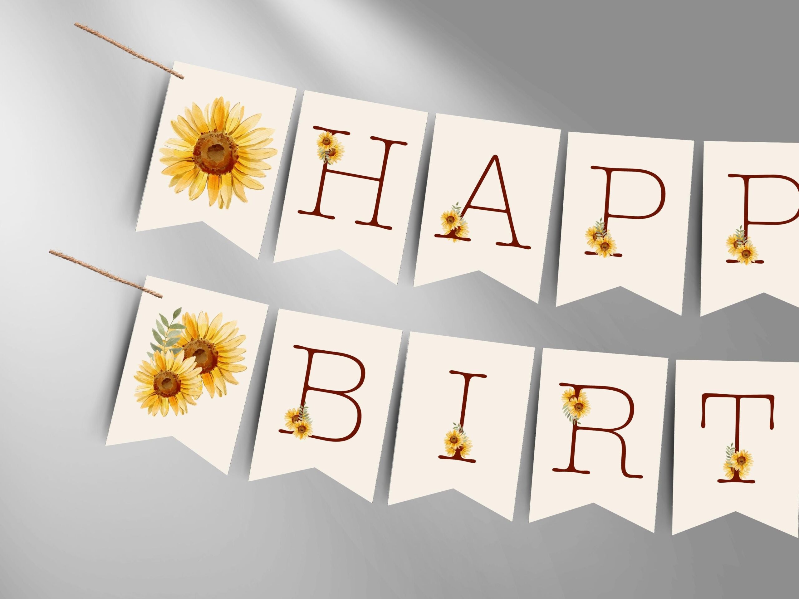 Sunflower Birthday Banner For First Birthday Printable Happy Birthday Banner For Baby Girl Birthday Flower Themed Birthday Banner S29f Etsy