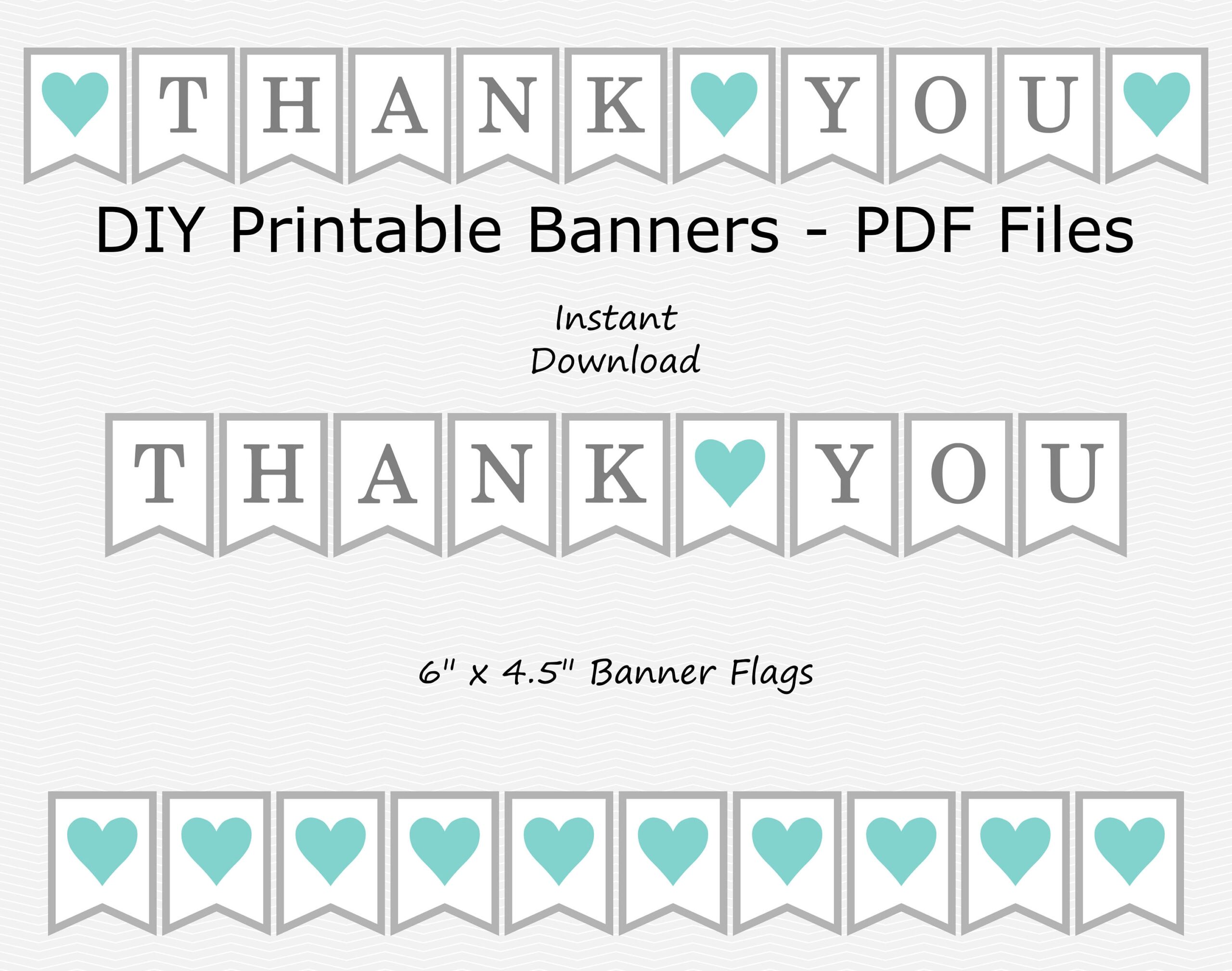 Thank You Banner Grey Robin Egg Blue Heart Wedding Photo Prop PRINTABLE INSTANT DOWNLOAD Etsy