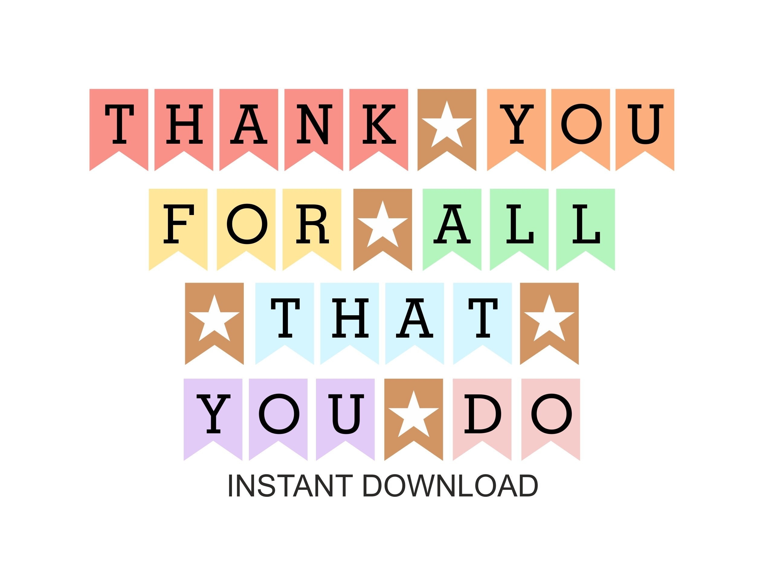 Thank You Banner Printable Thank You Bunting Printable Appreciation Banner Thank You For All That You Do Banner PDF Etsy