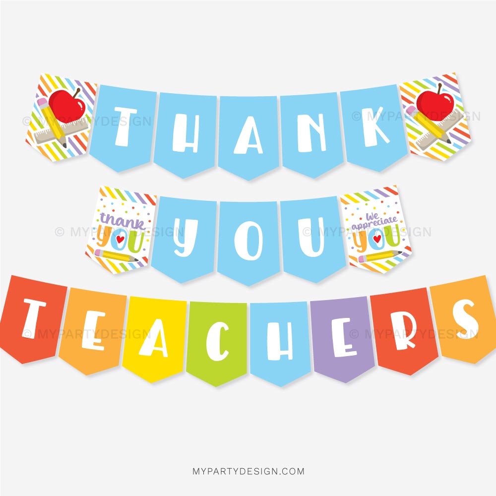 Thank You Teachers Banner Printable PDF My Party Design