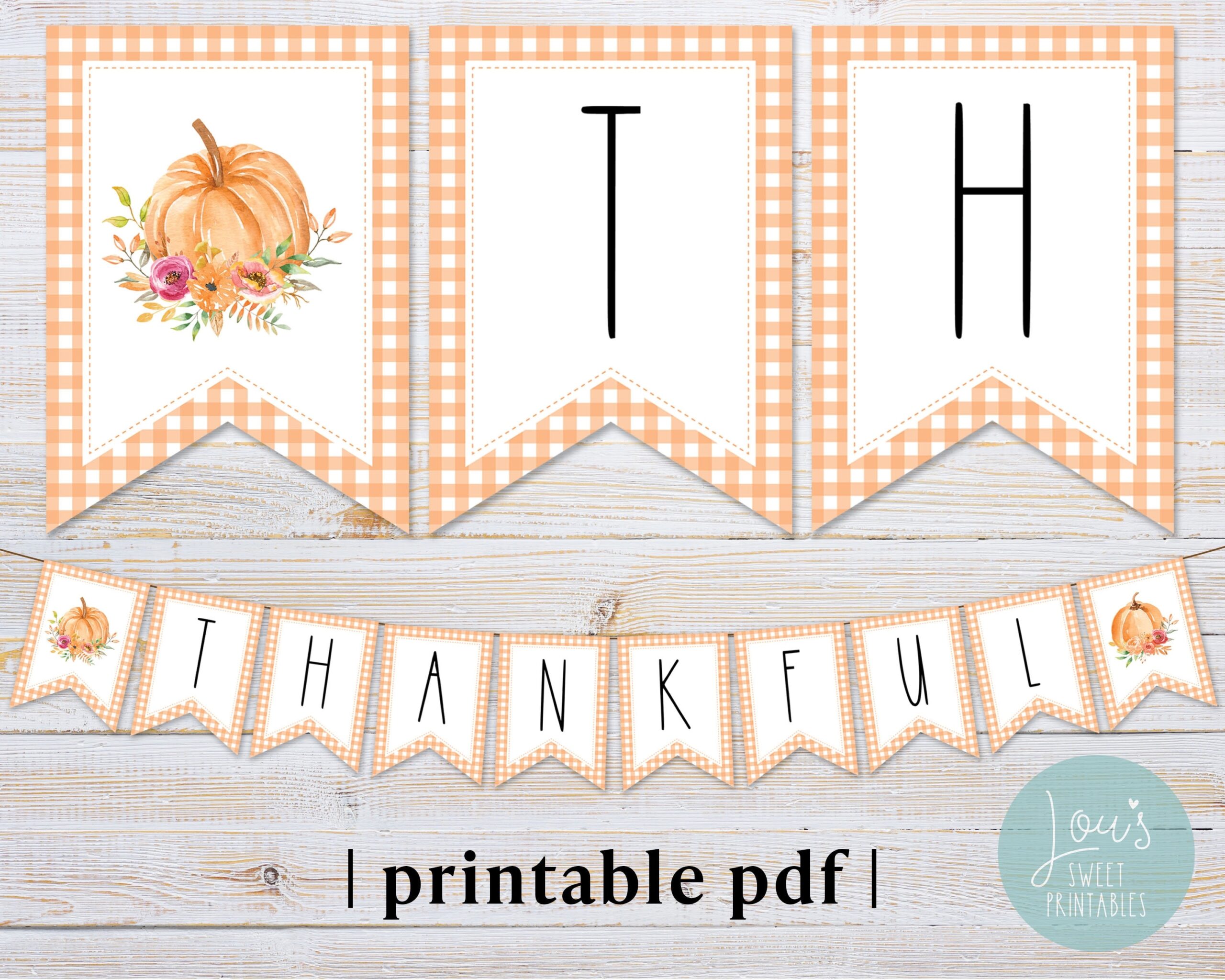 Thanksgiving Banner Printable Thankful Bunting Banner Fall Mantel D cor Instant Download Etsy