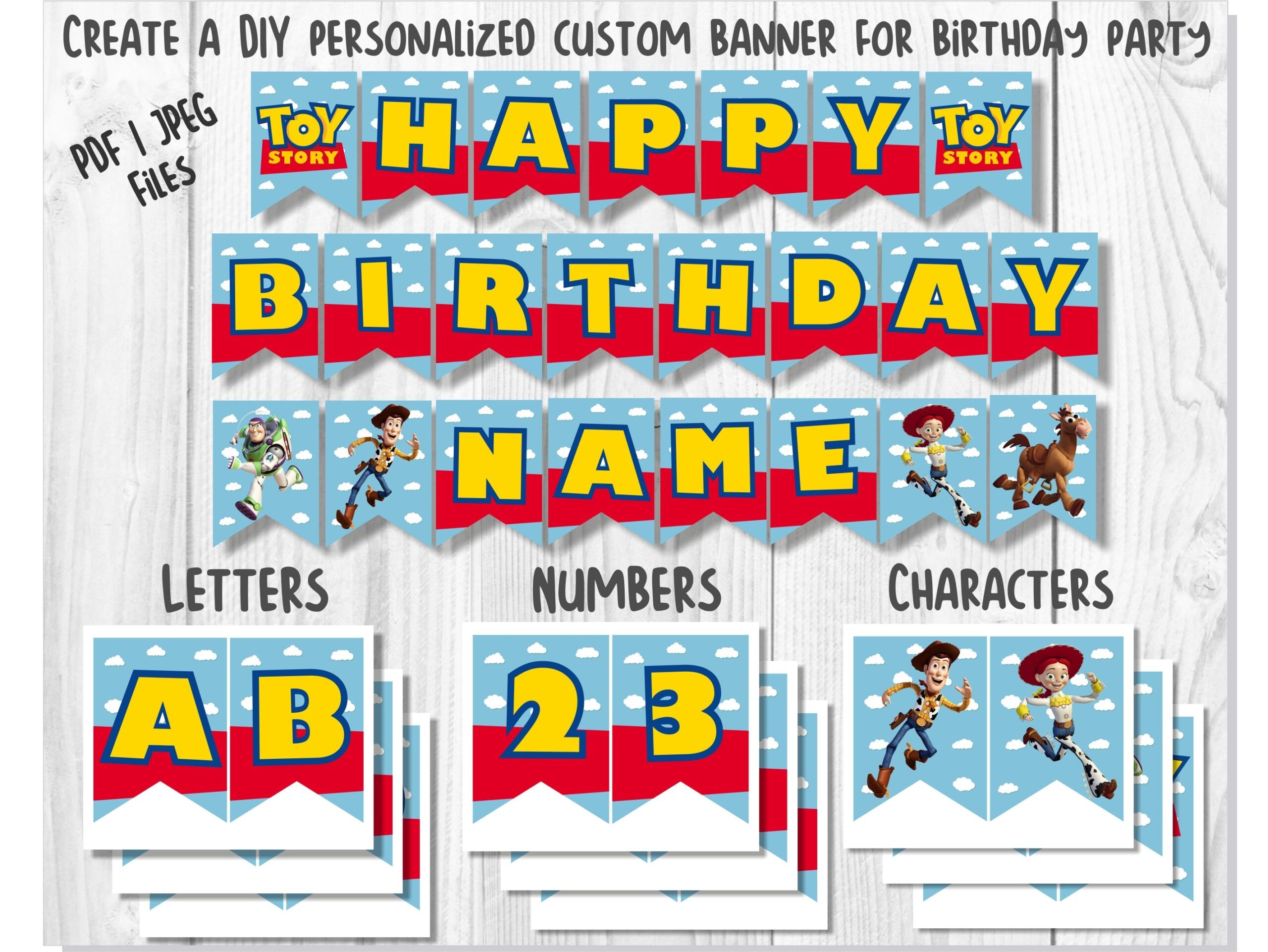 Toy Story Birthday Banner Printable PDF JPEG Toy Story Pr Inspire Uplift