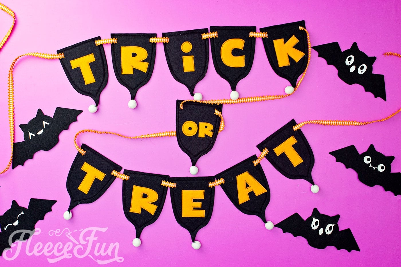 Trick Or Treat Banner DIY free Pdf SVG Fleece Fun