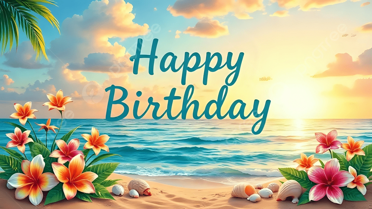 Tropical Beach Birthday Wishes Card Background Turquoise Water Sunset Birthday Background Image And Wallpaper For Free Download