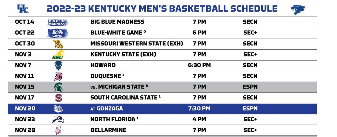 UK Releases 2022 23 Mens Basketball Schedule SPORTS VIEW Worksheets Library