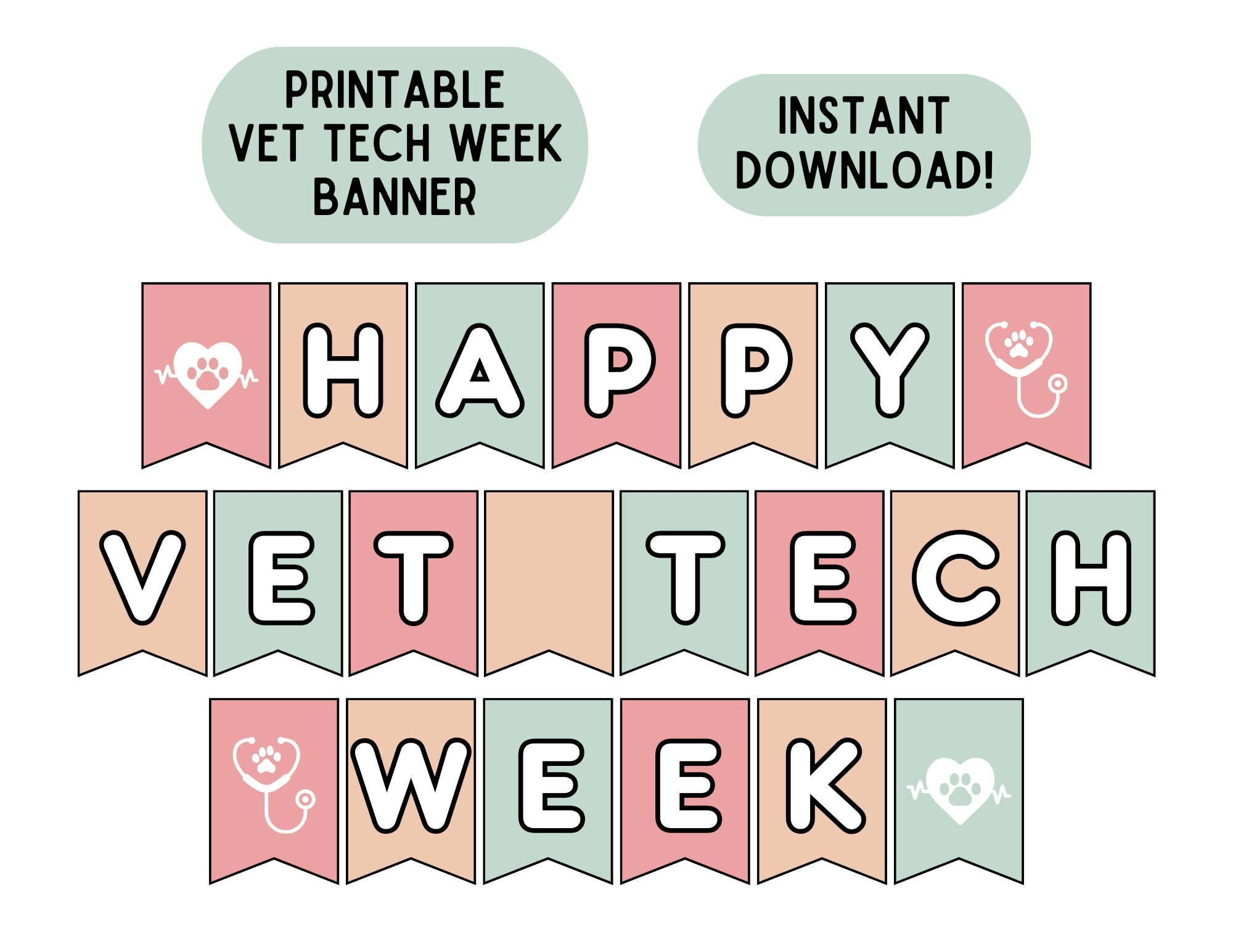 Vet Tech Week Banner Vet Technician Week Sign Printable Veterinary Technician Week Decorations Vet Assistant Appreciation Download Etsy
