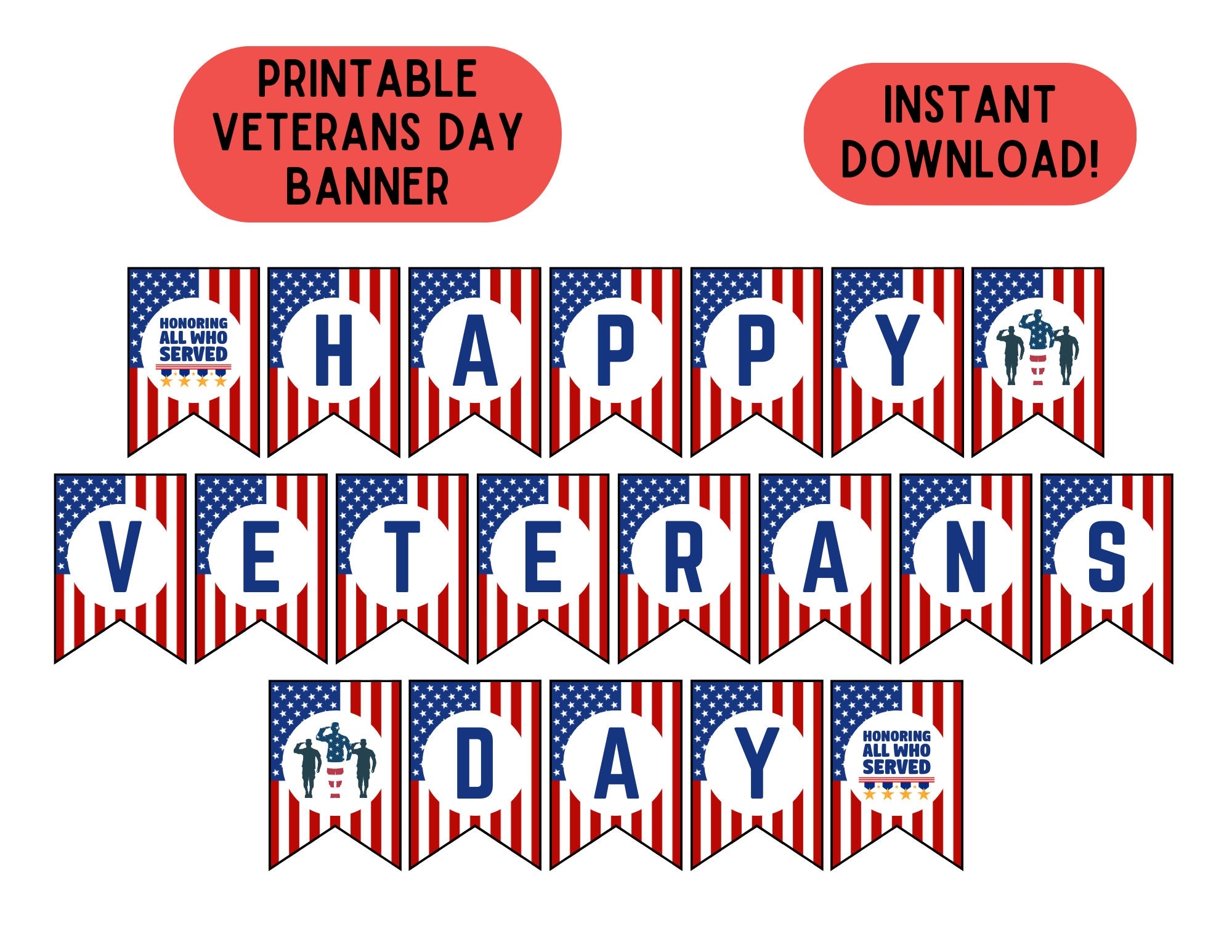Veterans Day Banner Thank You Veterans Sign Printable Veterans Day Decorations Veteran Appreciation Download Happy Veterans Day Banner Etsy
