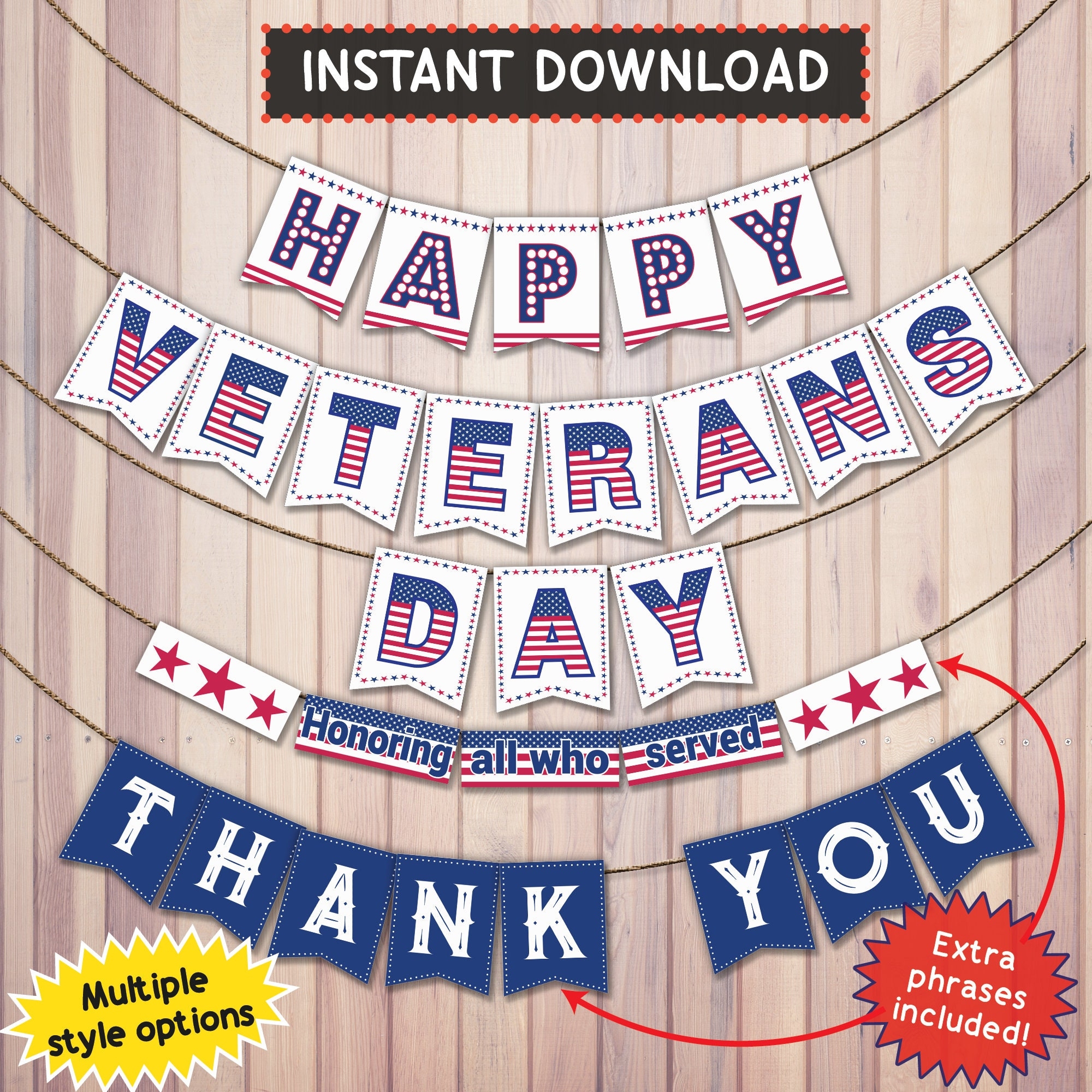 printable happy veterans day banner