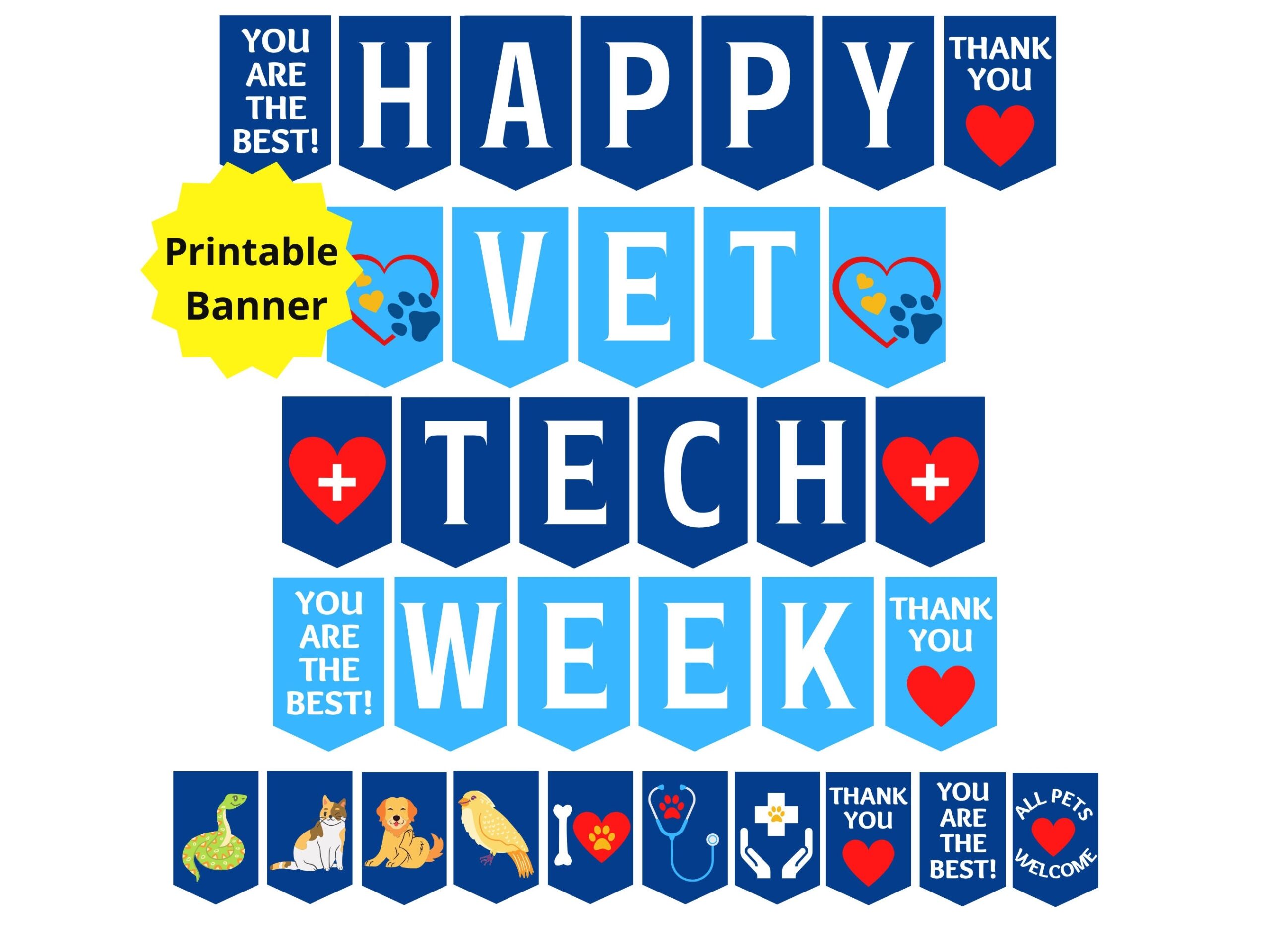 Veterinary Technician Printable Banner Happy Vet Tech Sign Veterinary Technician Appreciation Veterinary Tech Gift Veterinary Staff Etsy