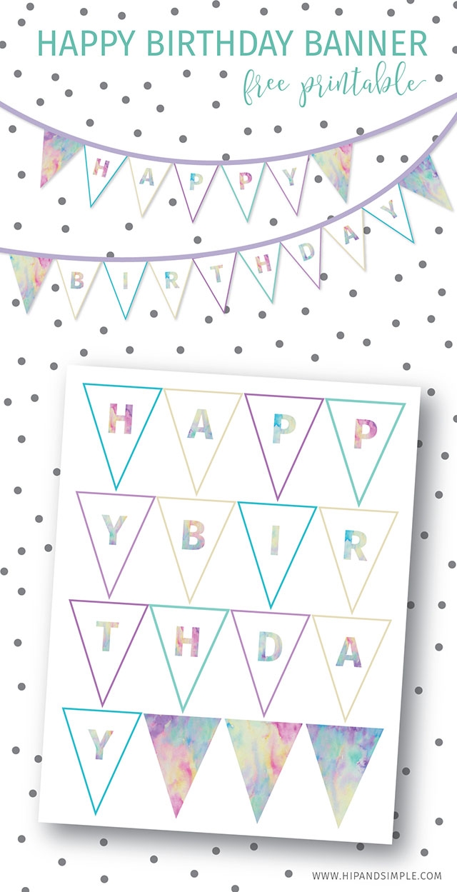 Watercolor Birthday Banner Free Printable JESSIKA REED